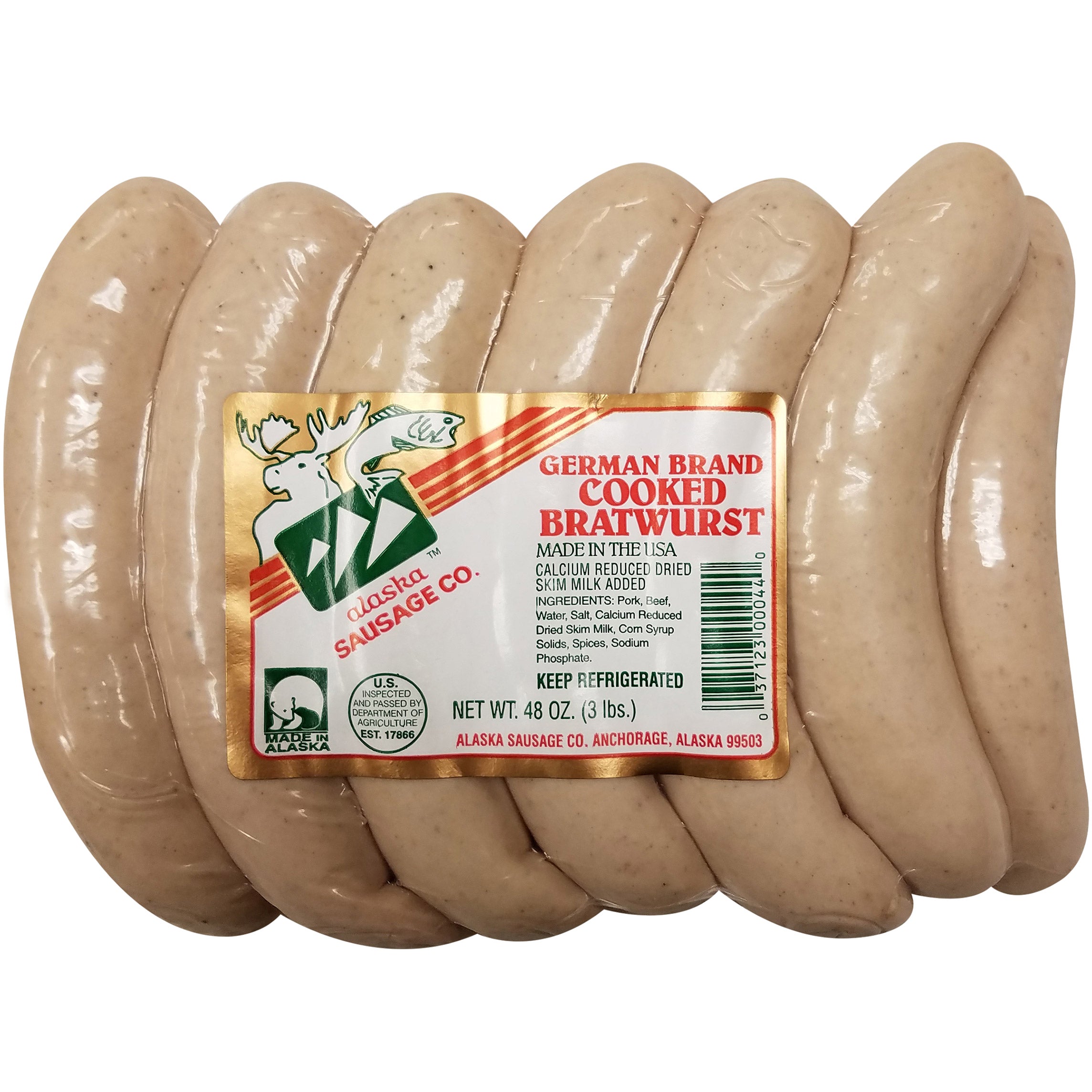 ALASKA SAUSAGE CO. BRATWURST 3 LBS