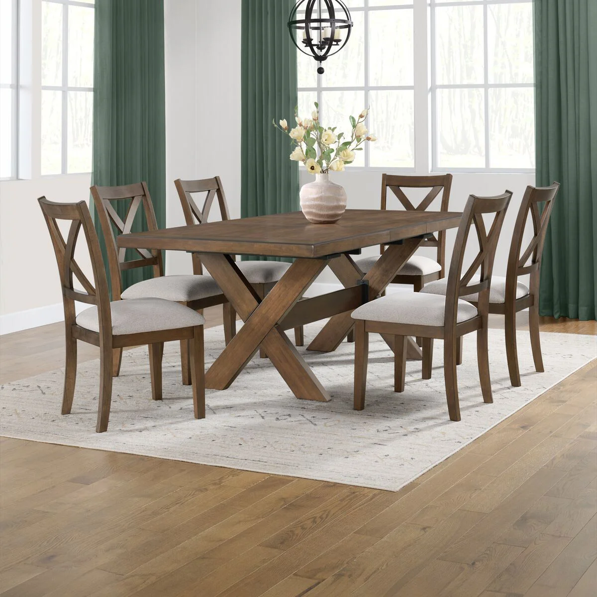 BAYSIDE FURNISHINGS LATHAN 7-PIECE DINING SET - Image 1