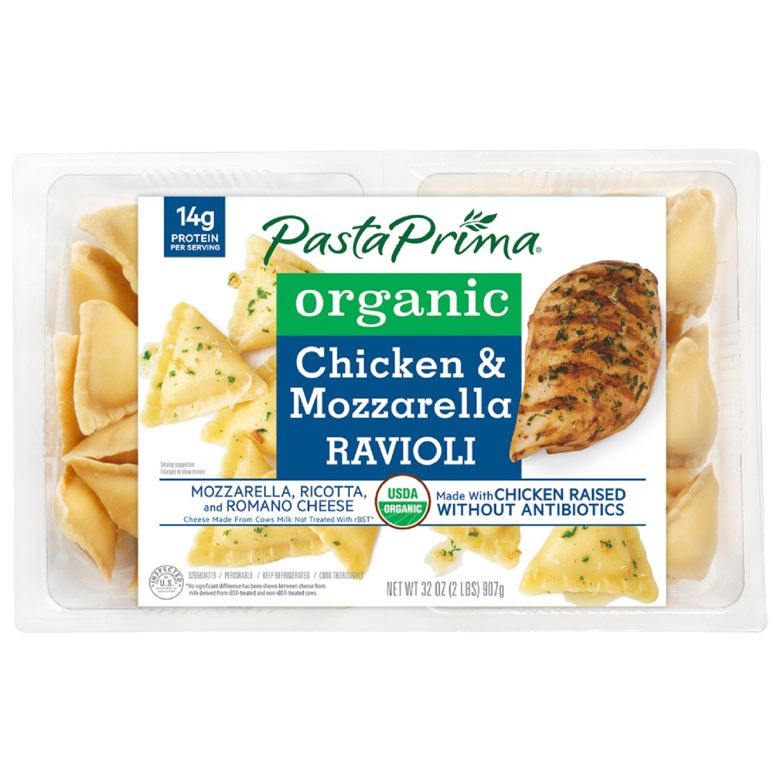 PASTA PRIMA ORGANIC CHICKEN & MOZZARELLA RAVIOLI 2/16 OZ
