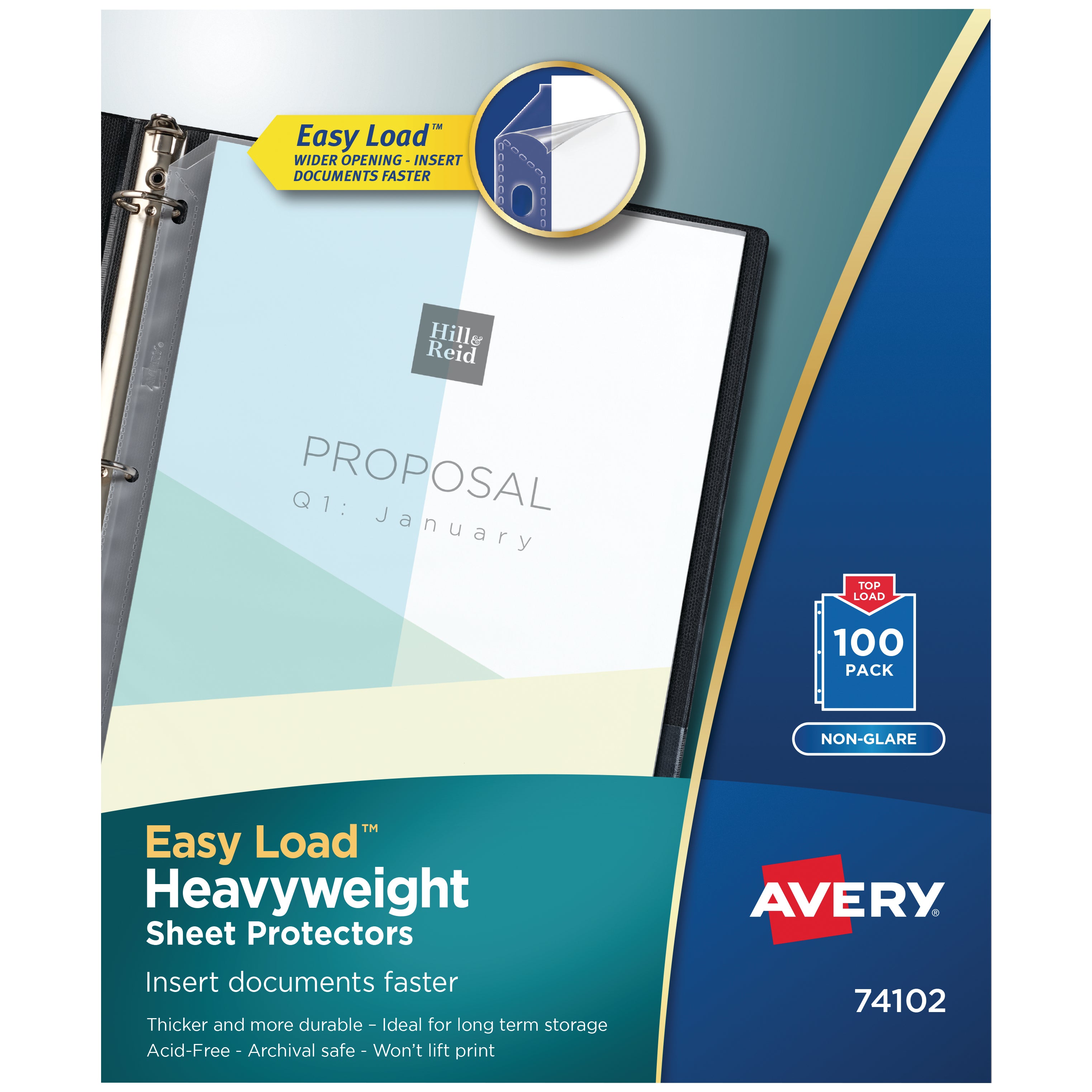 AVERY NO GLARE SHT PROTCTOR AVE74102 100CT