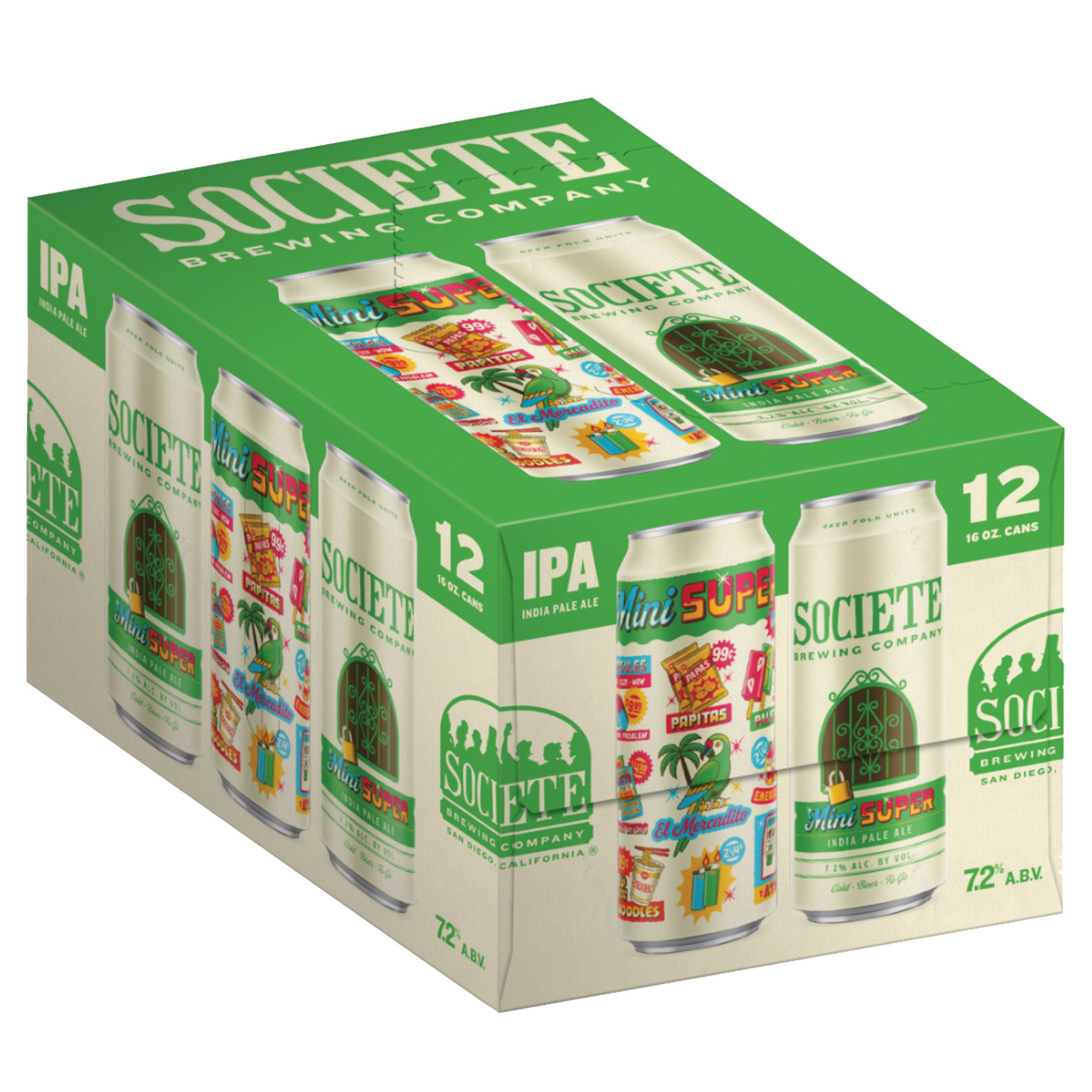 SOCIETE BREWING MINI SUPER IPA SAN DIEGO 12/16OZ CANS