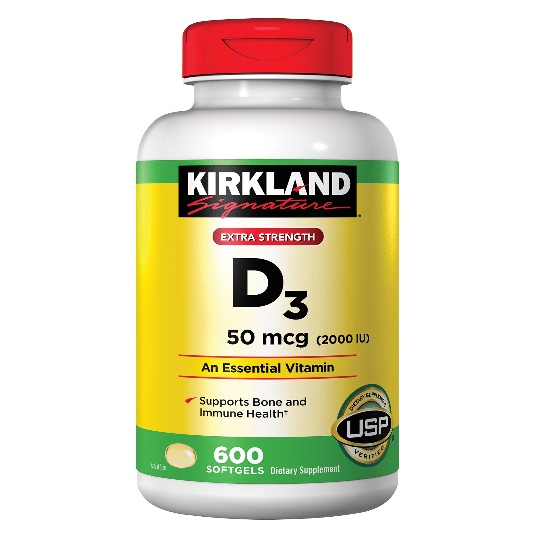 KIRKLAND SIGNATURE VITAMIN D3 50MCG 600 SOFTGELS - Image 1