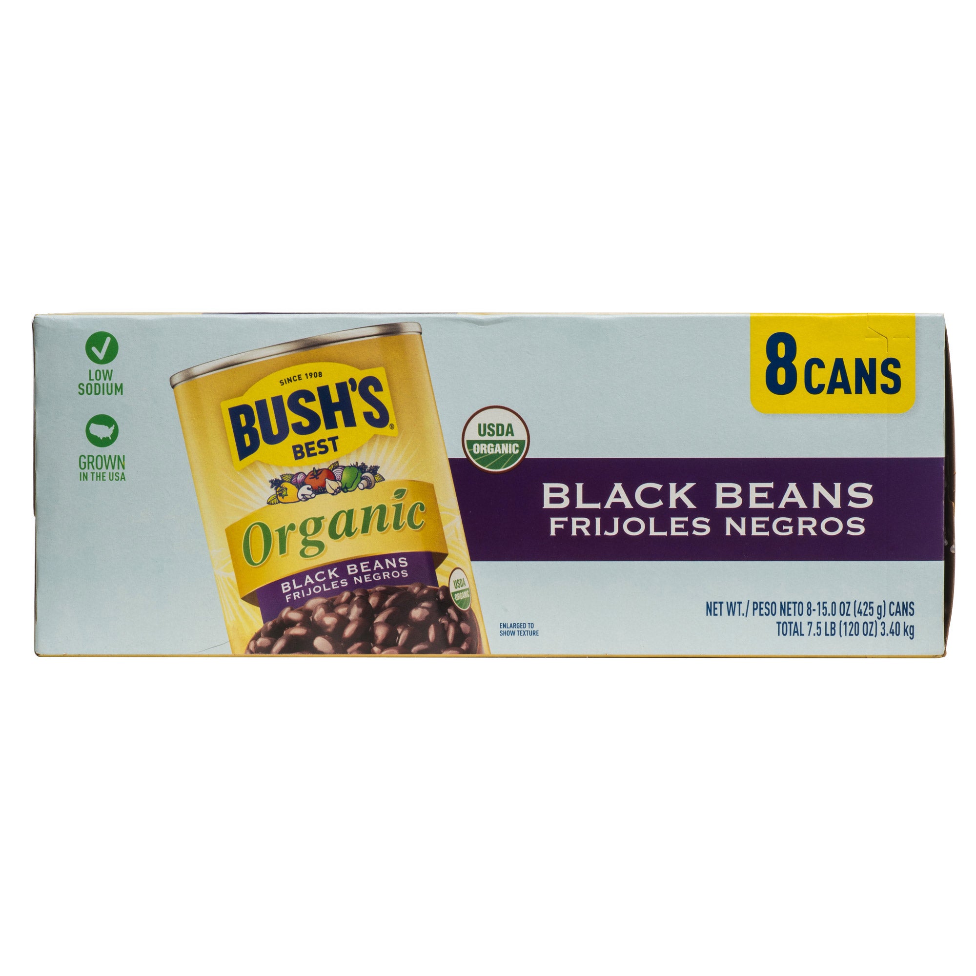 BUSH'S ORGANIC BLACK BEANS 8/15 OZ