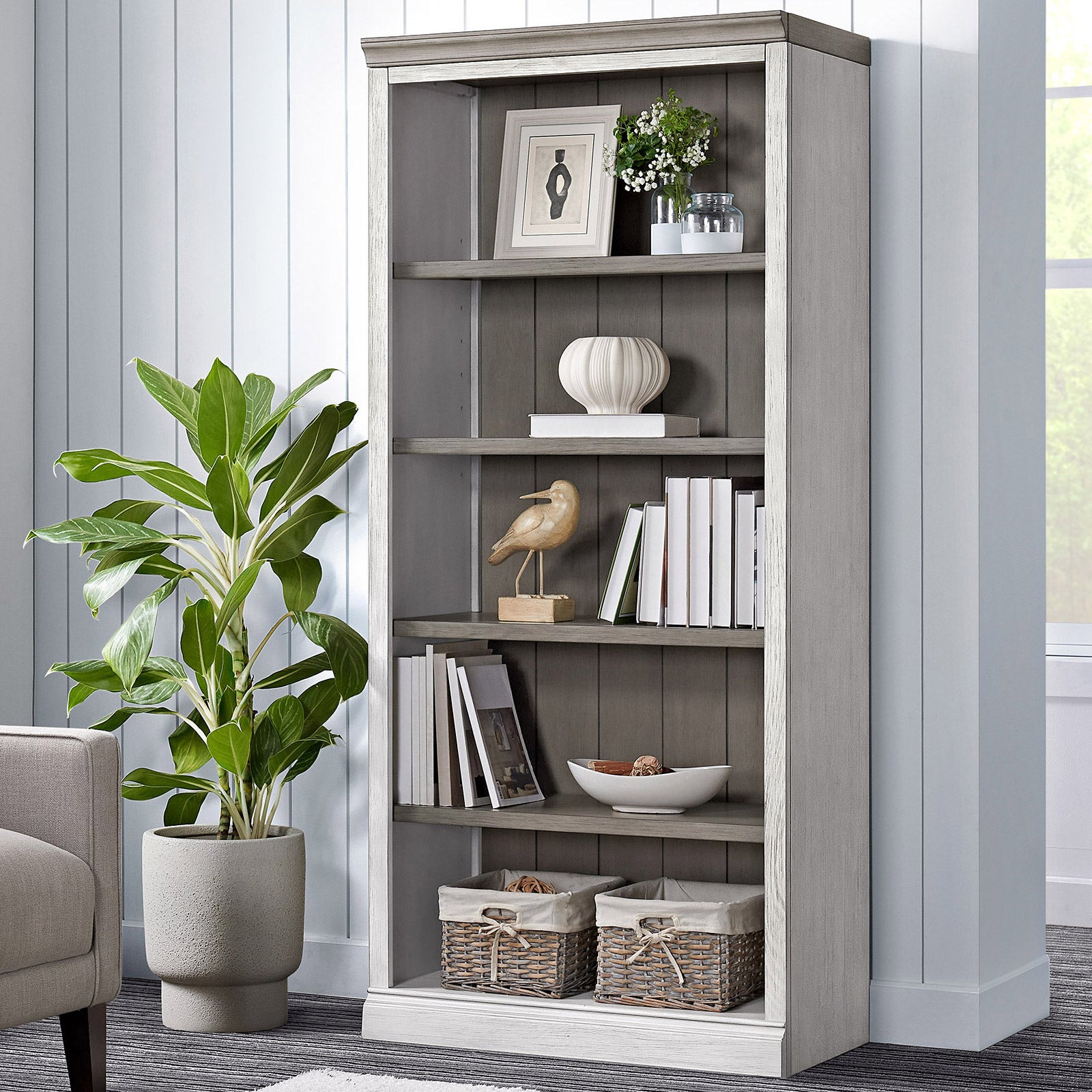 BAYSIDE FURNISHINGS EVELYN MAE 72" BOOKCASE - Image 1