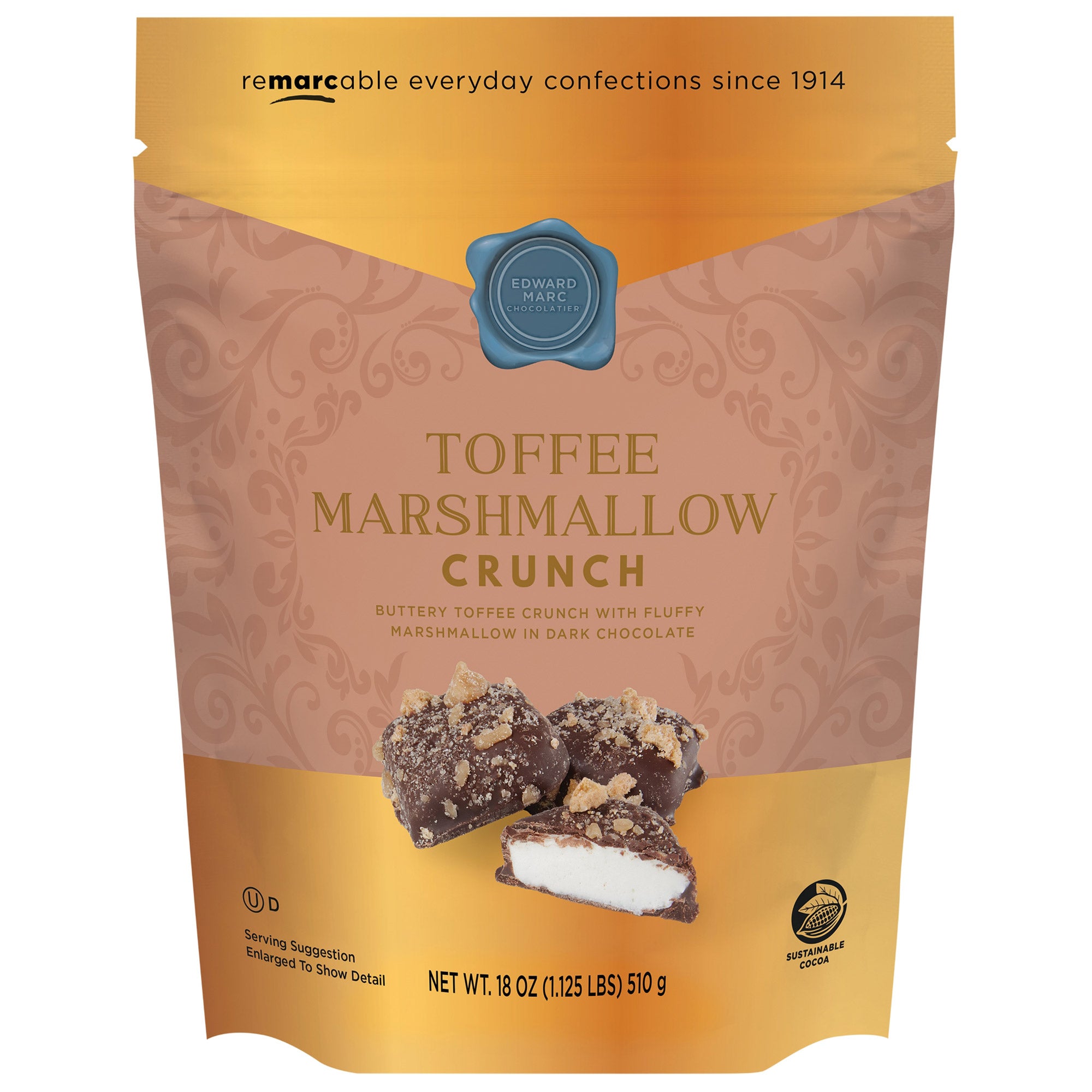 EDWARD MARC TOFFEE MARSHMALLOW CRUNCH BITES 18 OUNCES