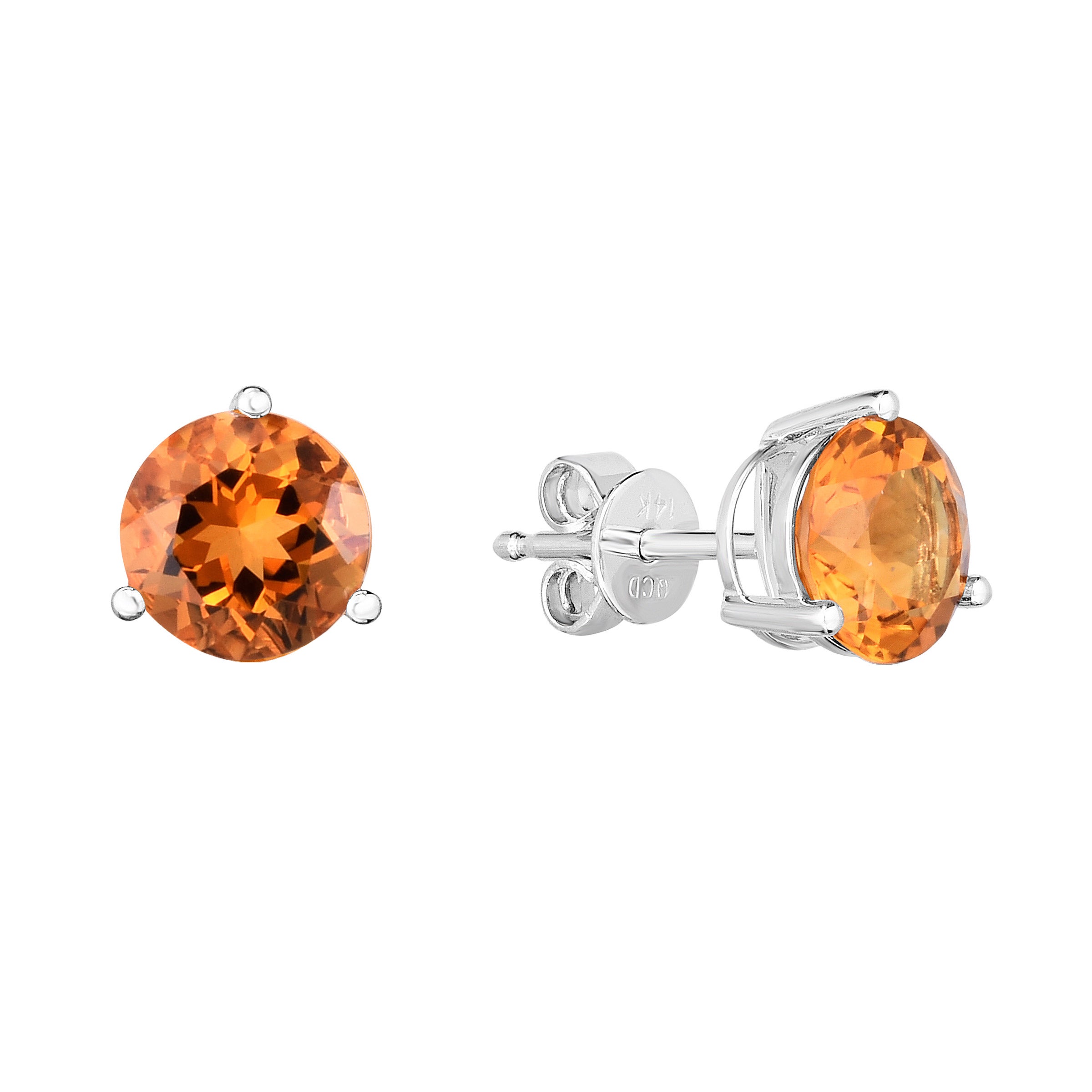 7MM CITRINE 14KT WHITE GOLD STUD EARRINGS - Image 1