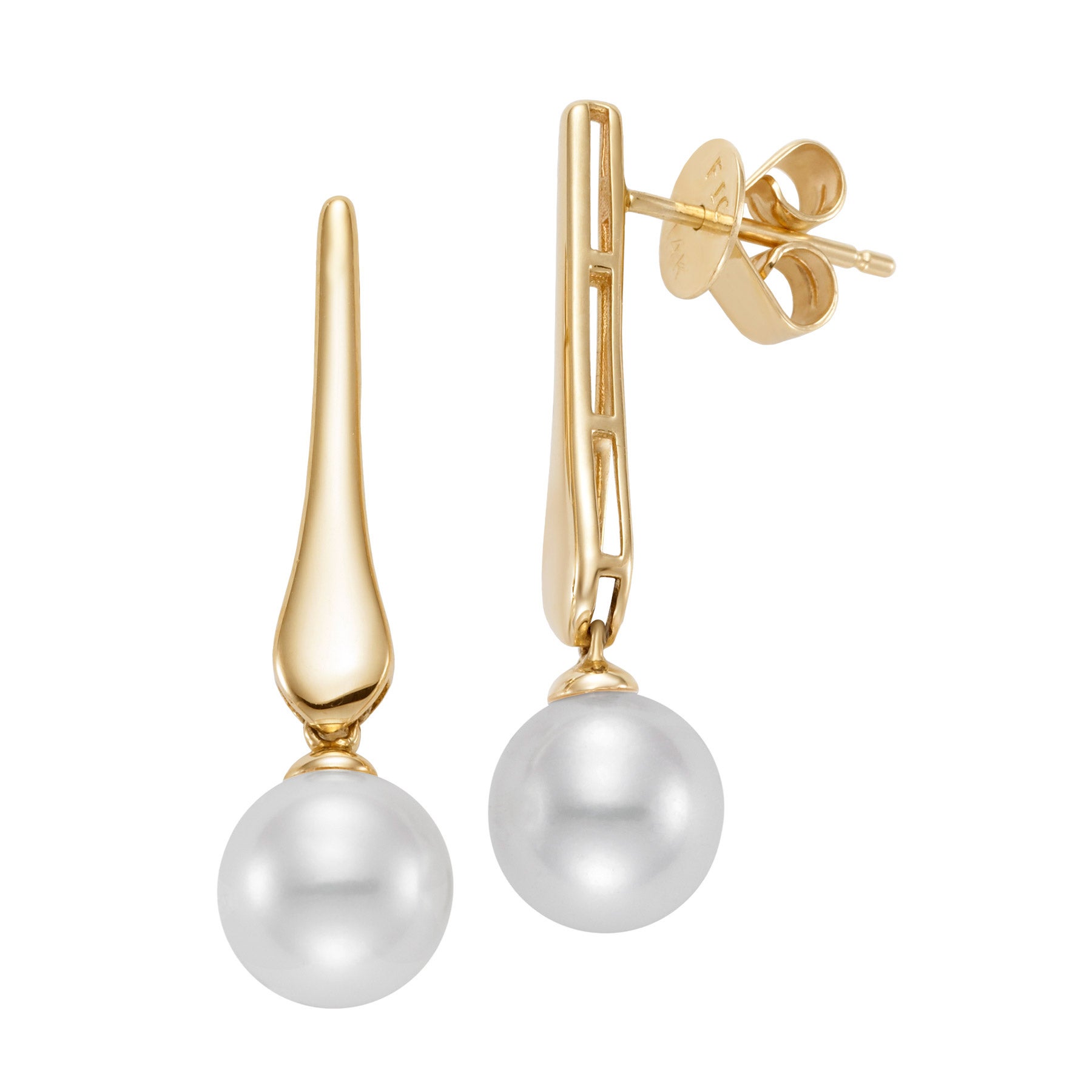 14KT YELLOW GOLD FRESHWATER CULTURED PEARL 8-8.5MM EARRINGS - Image 1