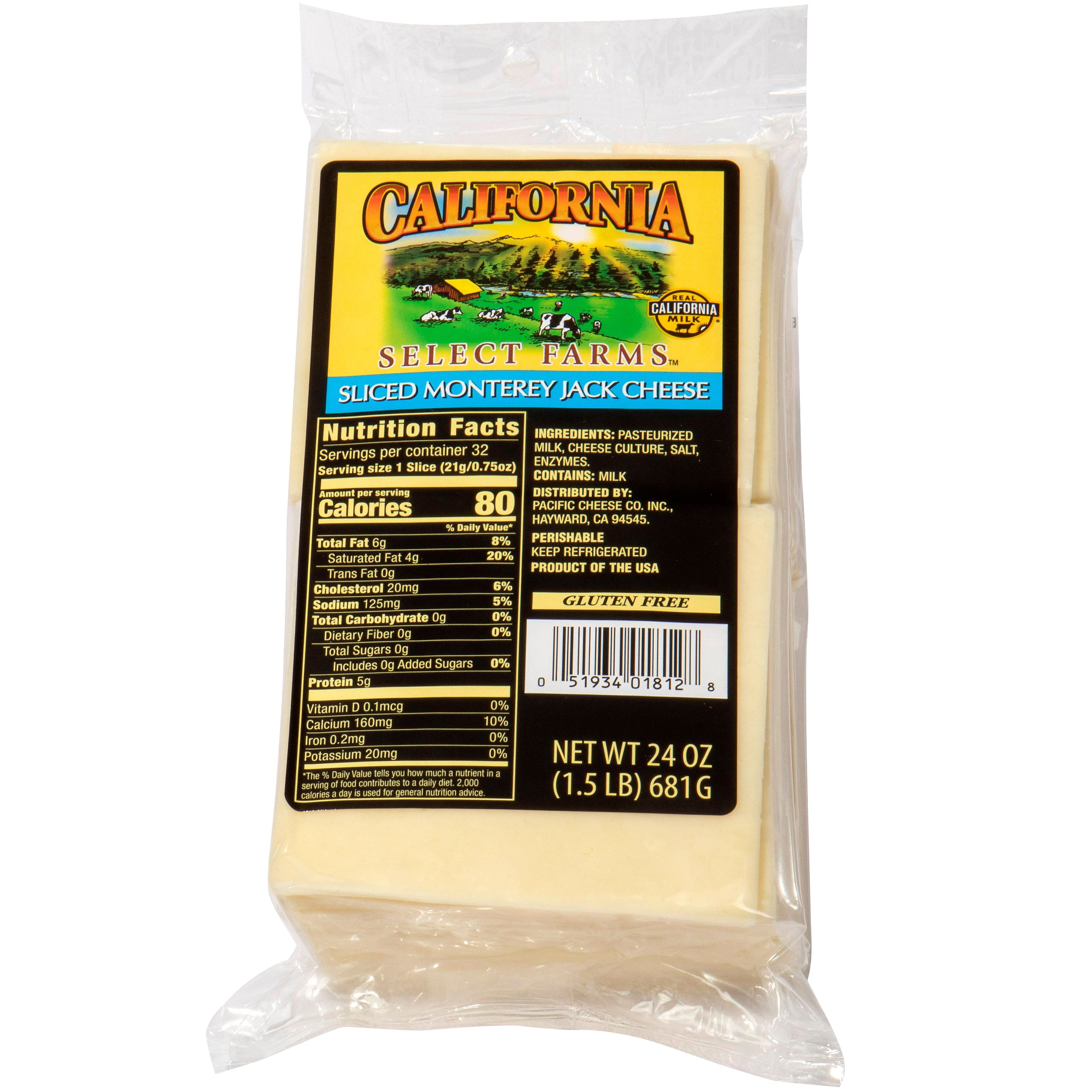CALIFORNIA SELECT FARM SLICED MONTEREY JACK 1.5 LB