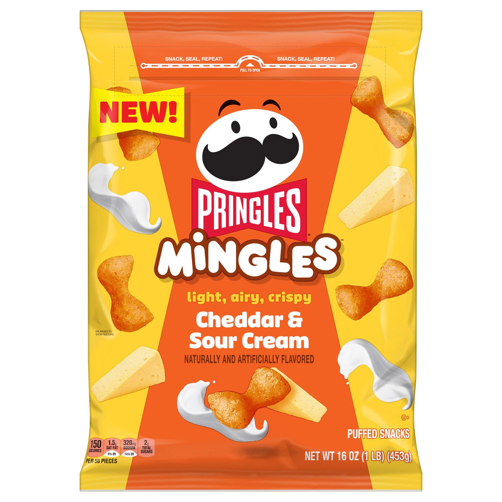 PRINGLES CHEDDAR & SOUR CREAM MINGLES 16 OZ 1LBS - Image 1