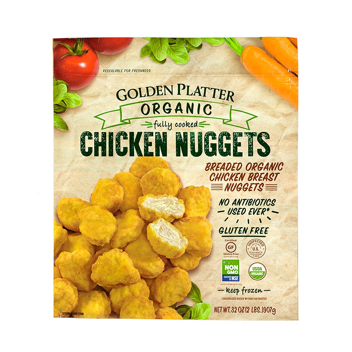 GOLDEN PLATTER ORG CHICKEN NUGGETS 2 LBS