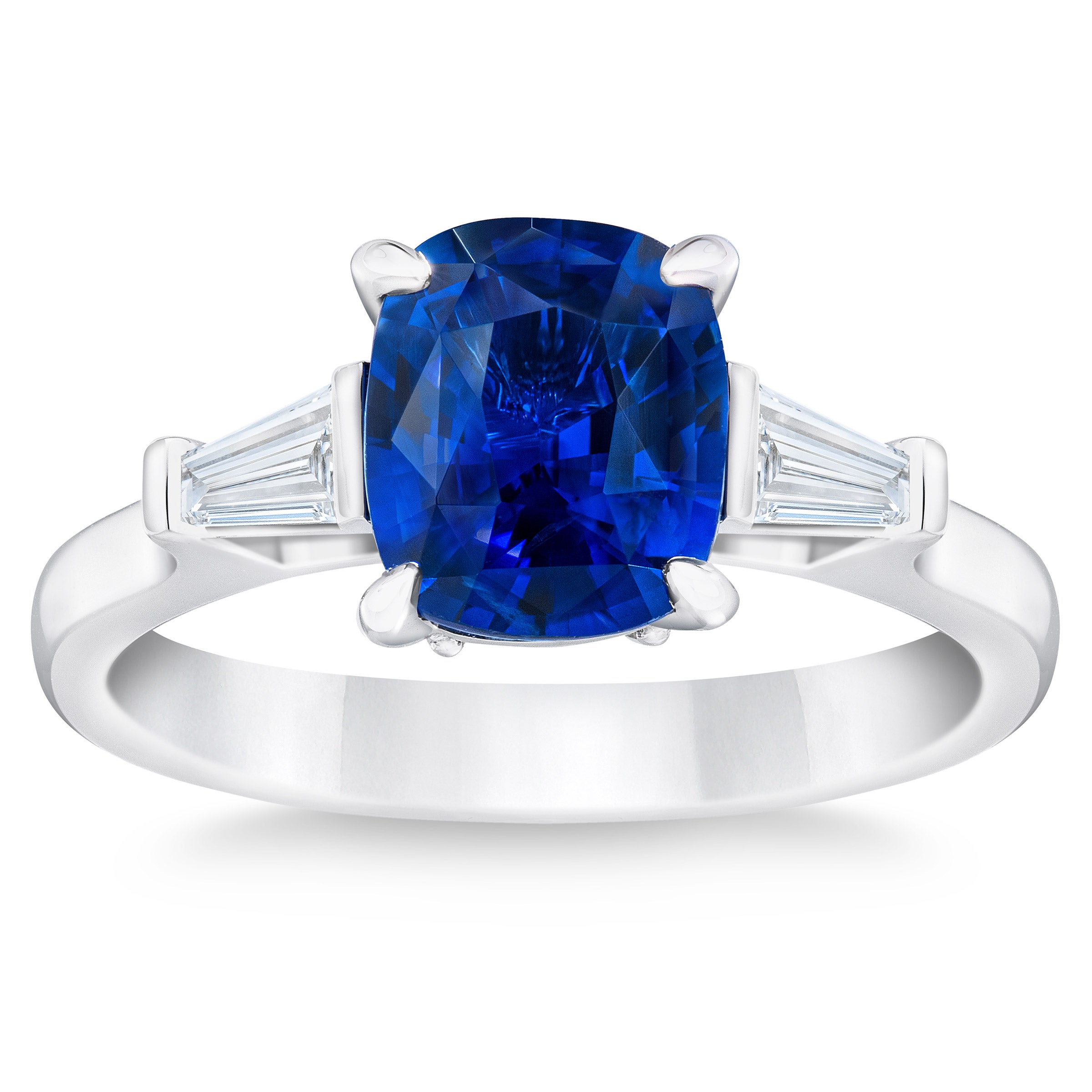 2.30CTW CUSHION BLUE SAPPHIRE 0.38CTW DIAM 14KT WHITE GOLD RING - Image 1