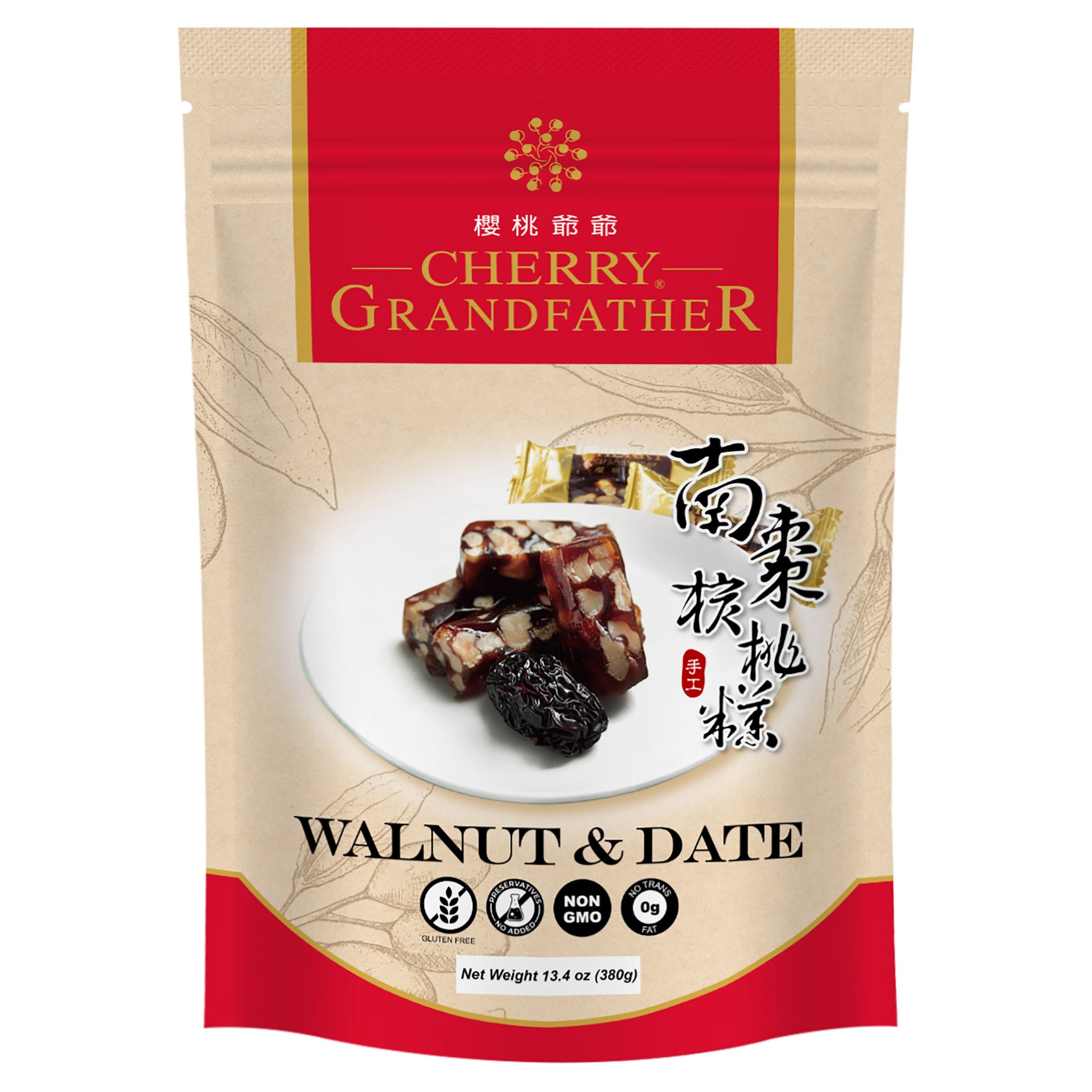 CHERRY GRANDFATHER WALNUT & DATE CANDY 13.4 OZ ( 0.84 LBS )