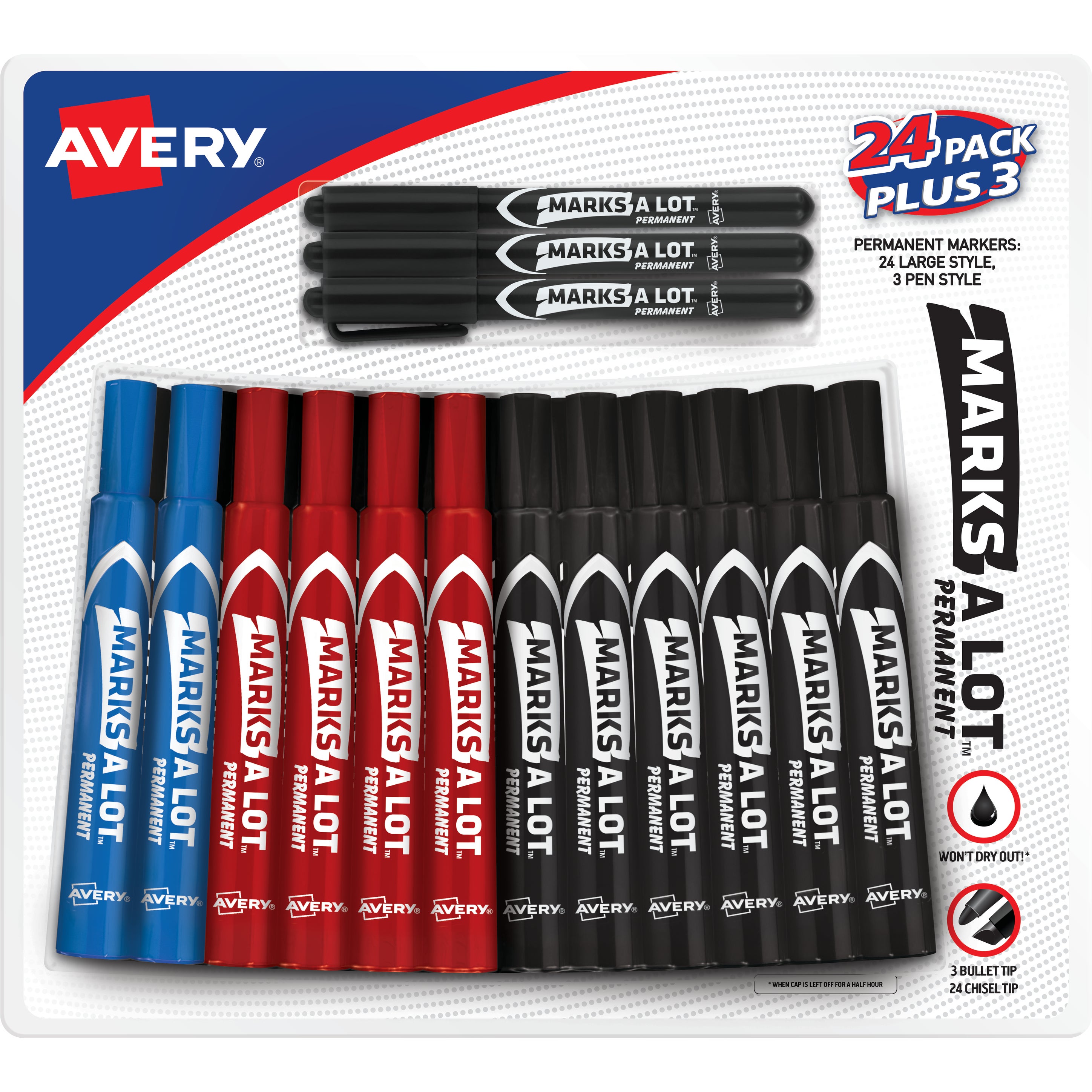MARKS-A-LOT PERMANENT MARKERS 24 CT + 3 - Image 1