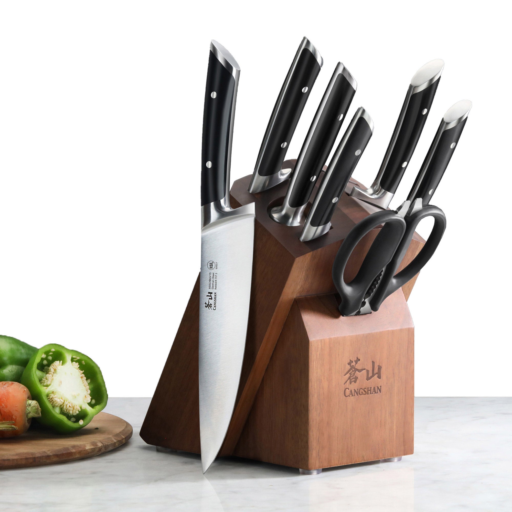 CANGSHAN RAINIER FORGED 8PC KNIFE BLOCK SET