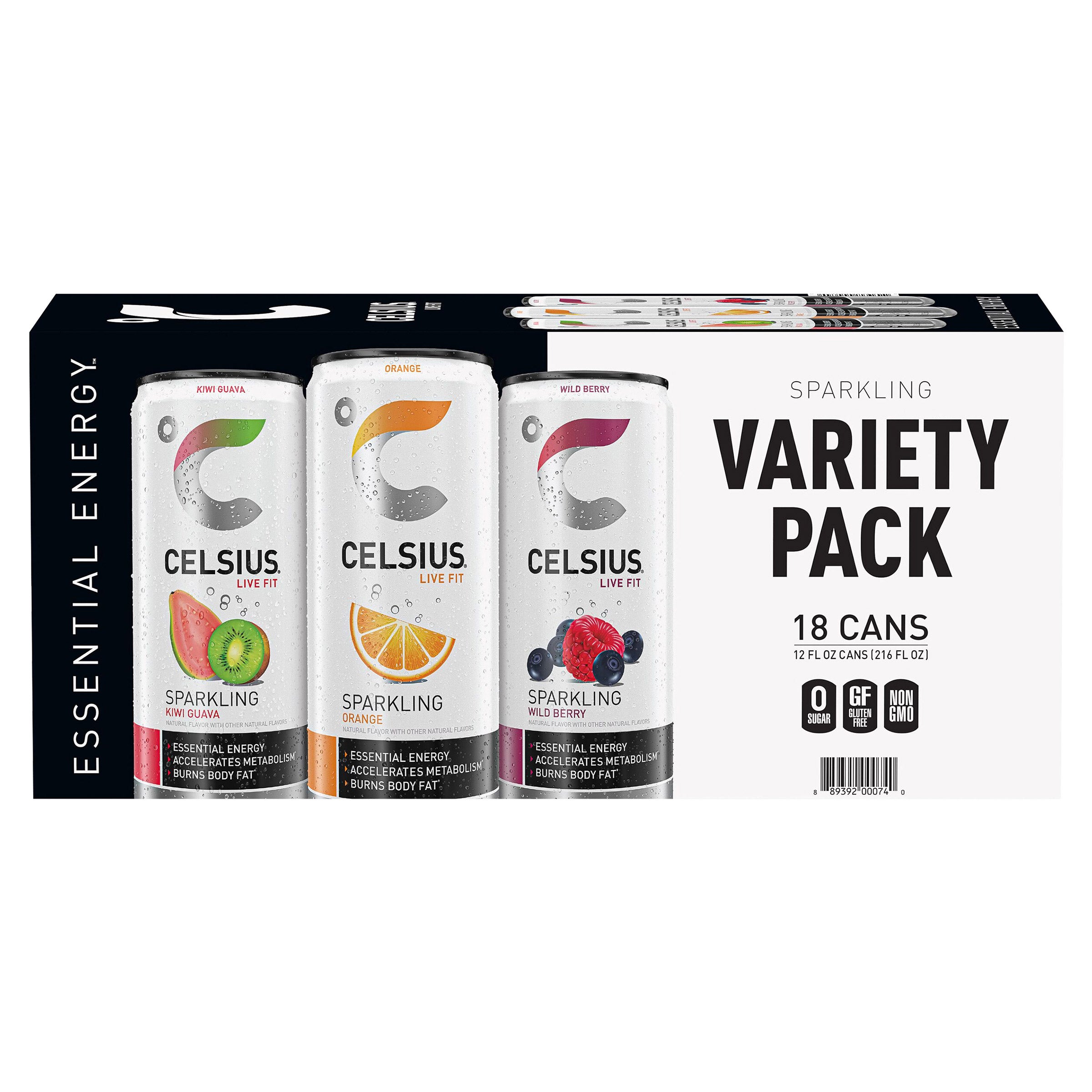 CELSIUS VARIETY ENERGY DRINK 18 COUNT 12 OZ EACH - Image 1