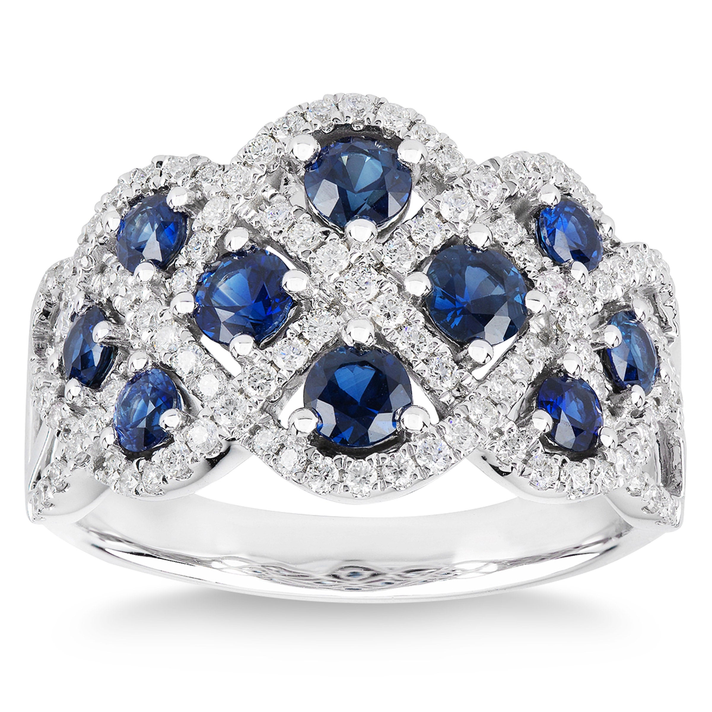 14KT WHITE GOLD .48CTW VS2, I DIAMOND AND BLUE SAPPHIRE RING - Image 1