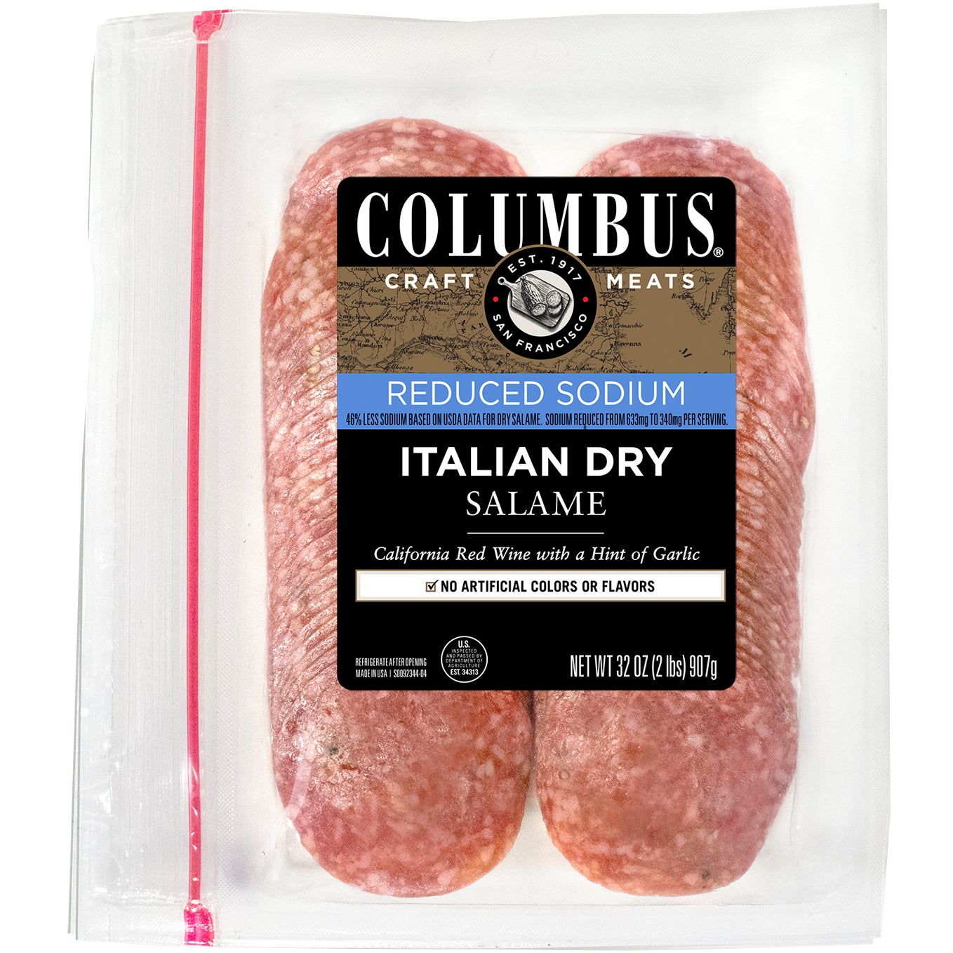 COLUMBUS LOW SODIUM SALAME 2 PACK 1 POUND EACH - Image 1