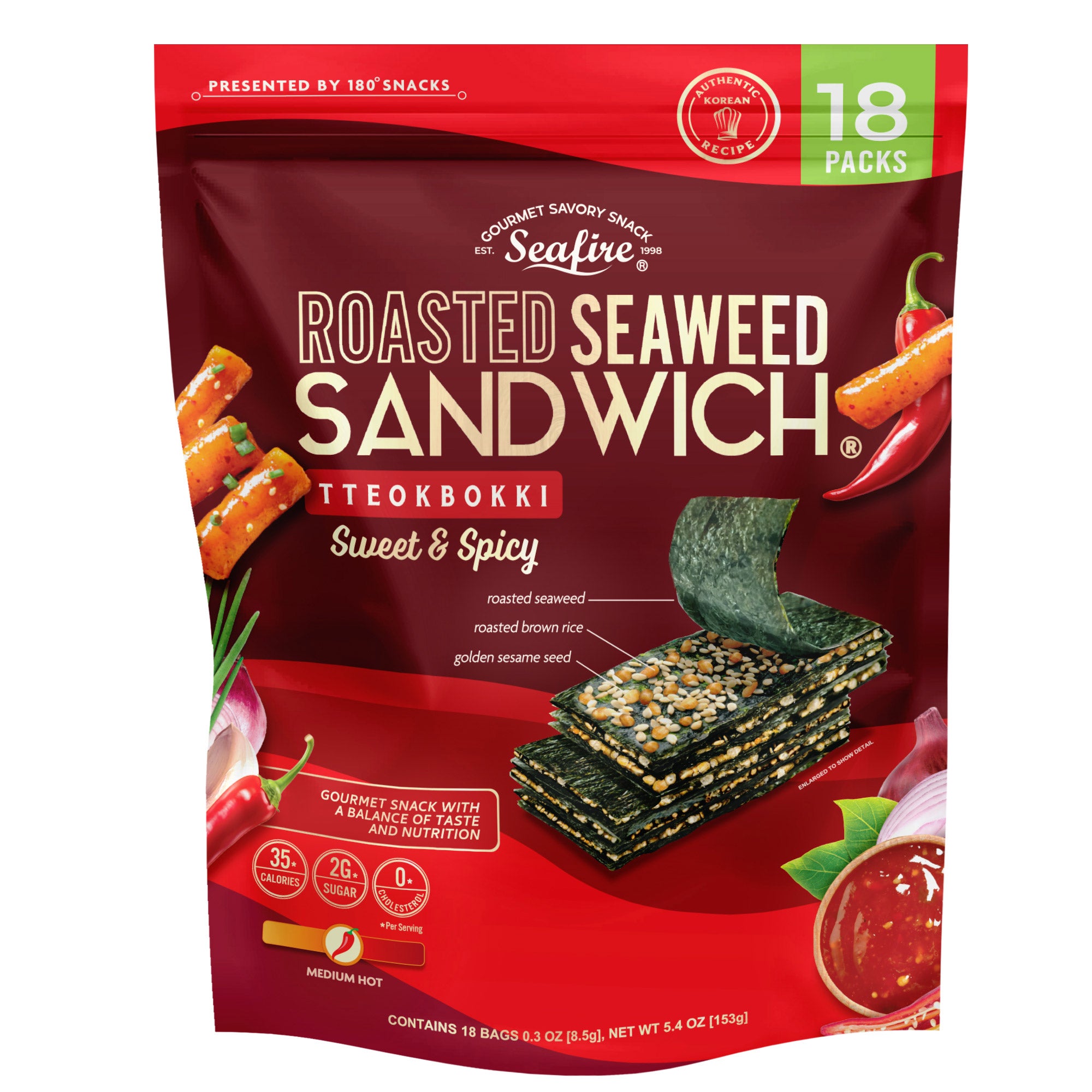 SEAFIRE TTEOKBOKKI SEAWEED SANDWICH 18 CT - Image 1