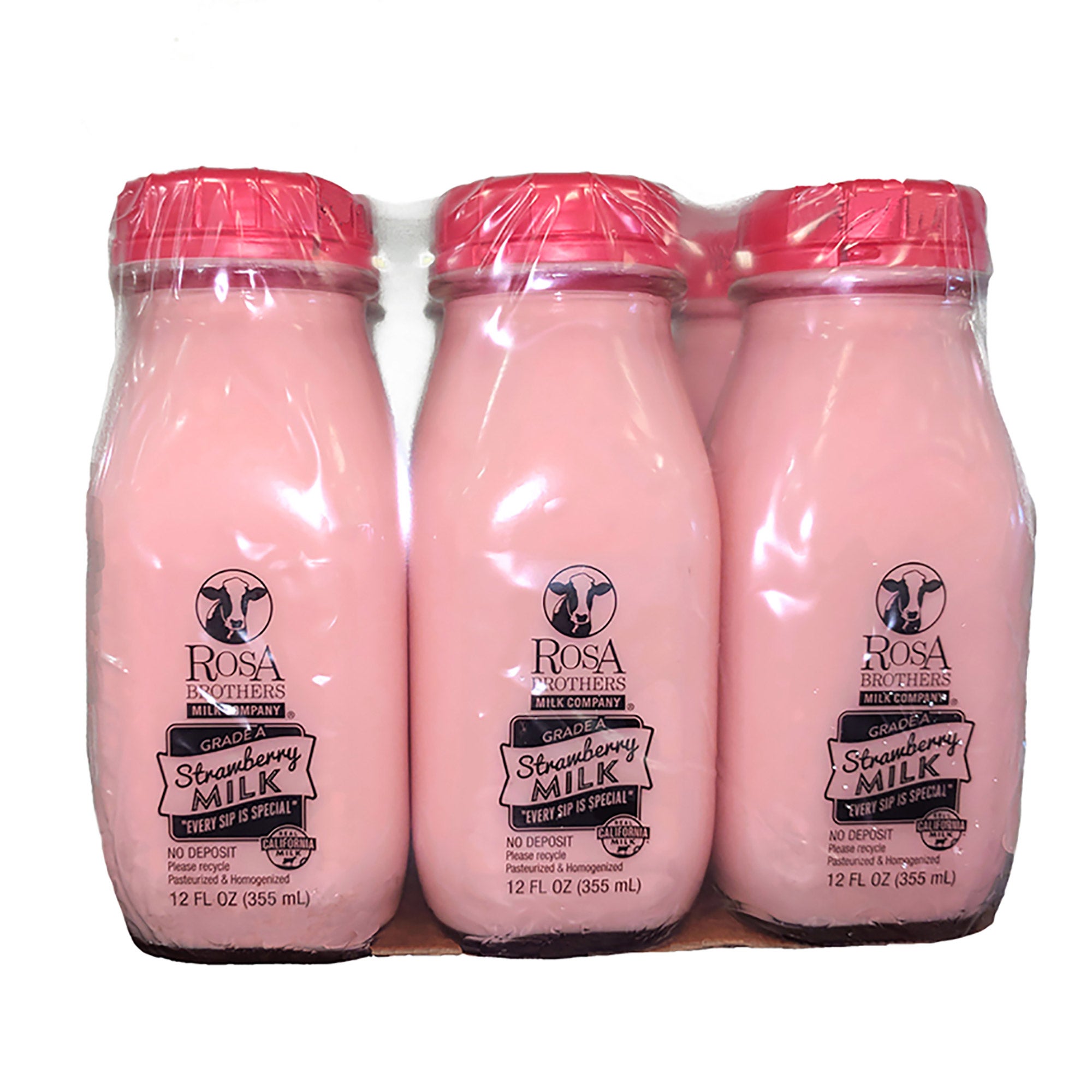 ROSA BROTHERS STRAWBERRY WHOLE MILK 6 PACK 12 OUNCES EACH