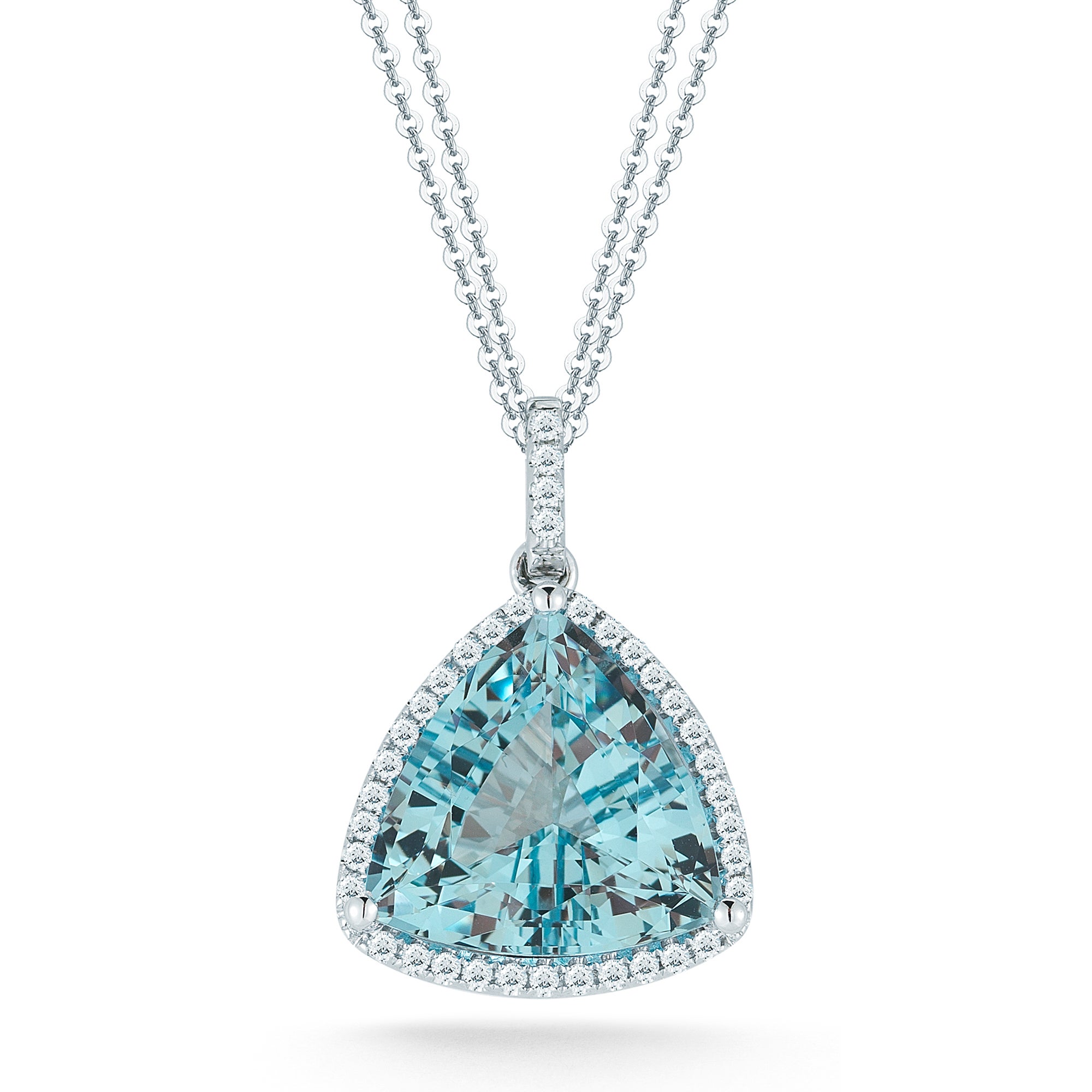 13.50X13.60MM TRILLION AQUAMARINE & 0.31CTW DIAM NECKLACE 18KW 17¨ - Image 1