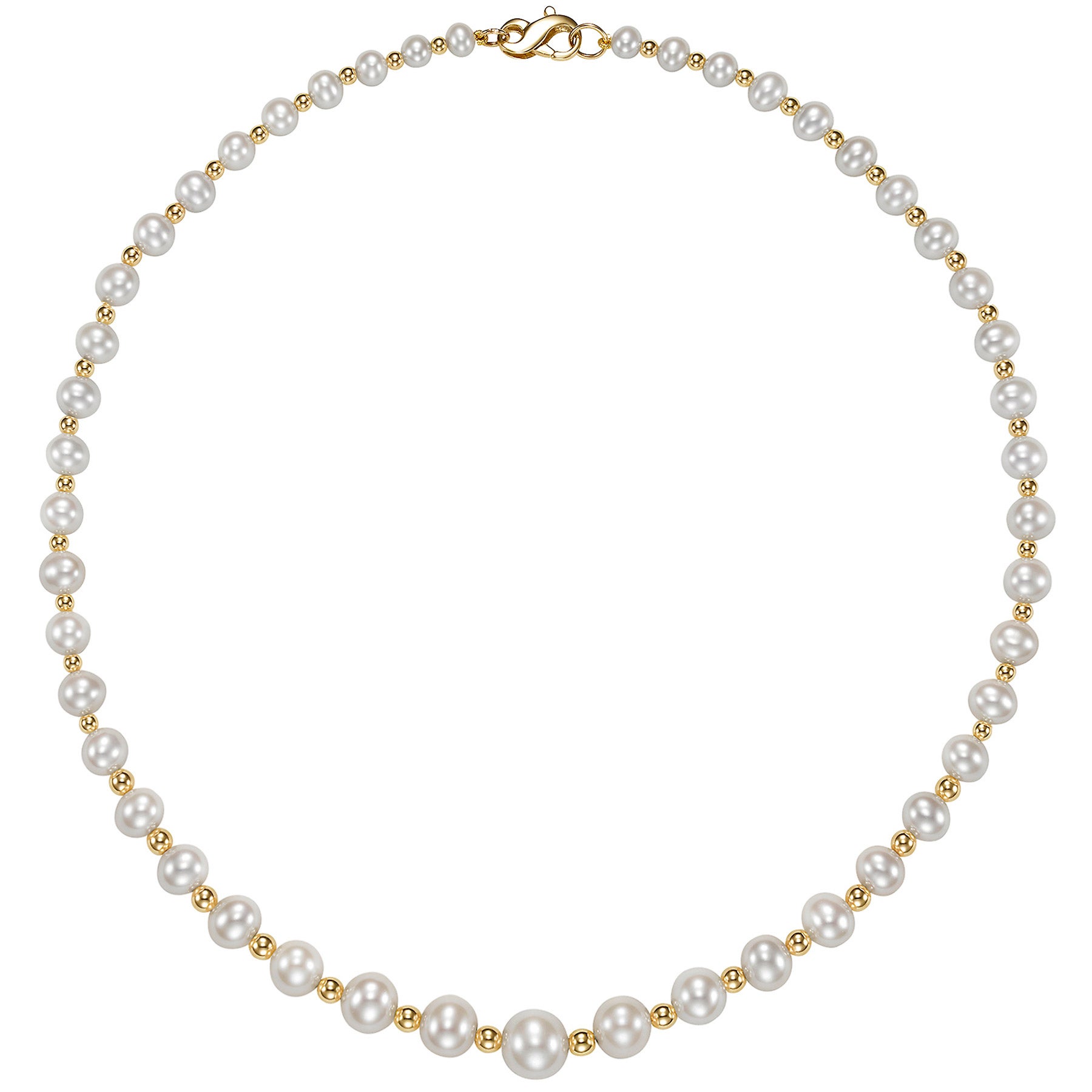14KT GOLD BEAD & 5-9MM FRESHWATER CULTURED PEARL 18¨ NECKLACE - Image 1