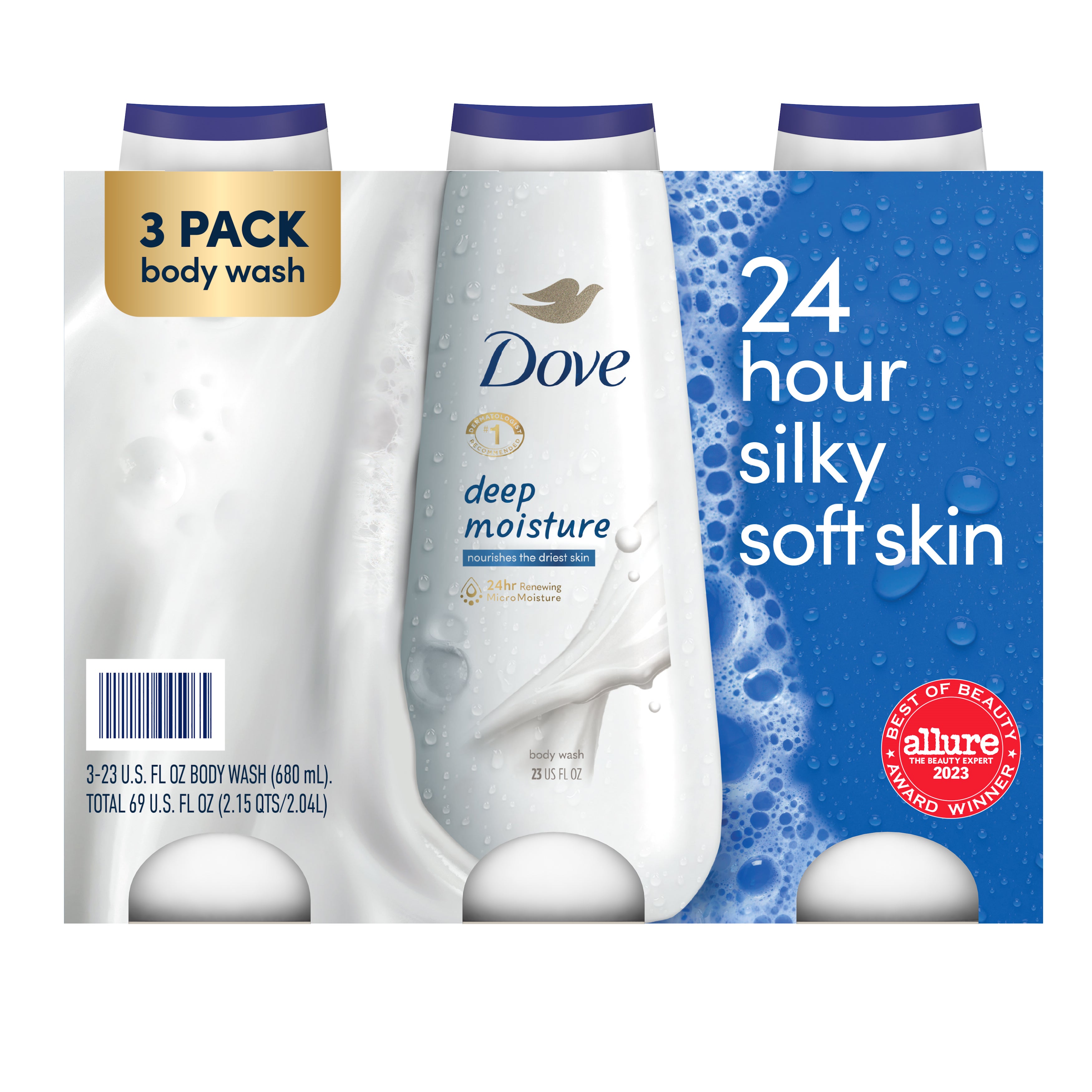 DOVE DEEP MOISTURE BODY WASH 23OZ, 3-PK - Image 1