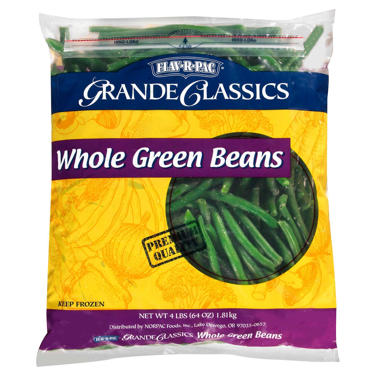 FLAV-R-PAC WHOLE GREEN BEANS 4 LB