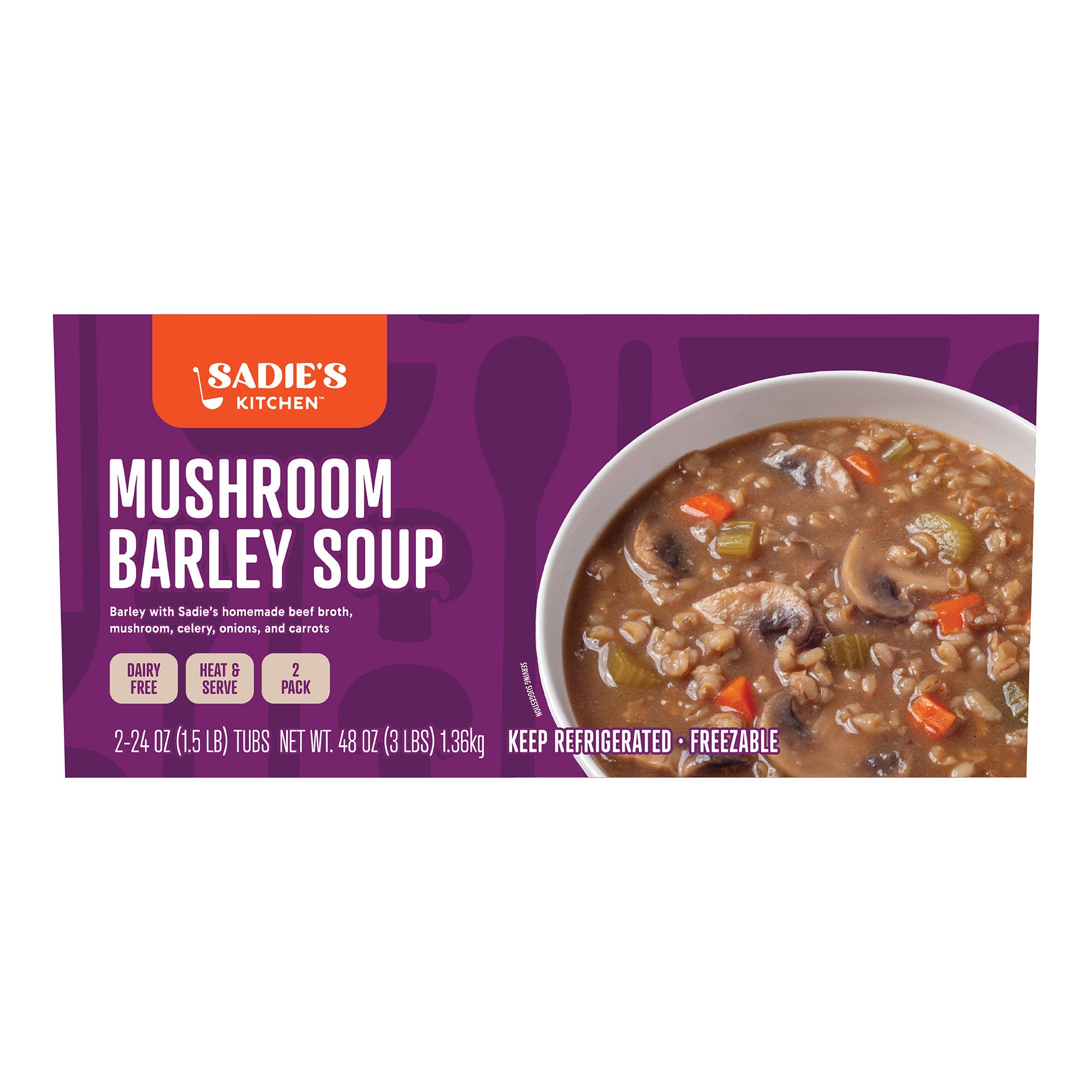 SADIE'S KITCHEN MUSHROOM BARLEY SOUP 2/24 OZ - Image 1