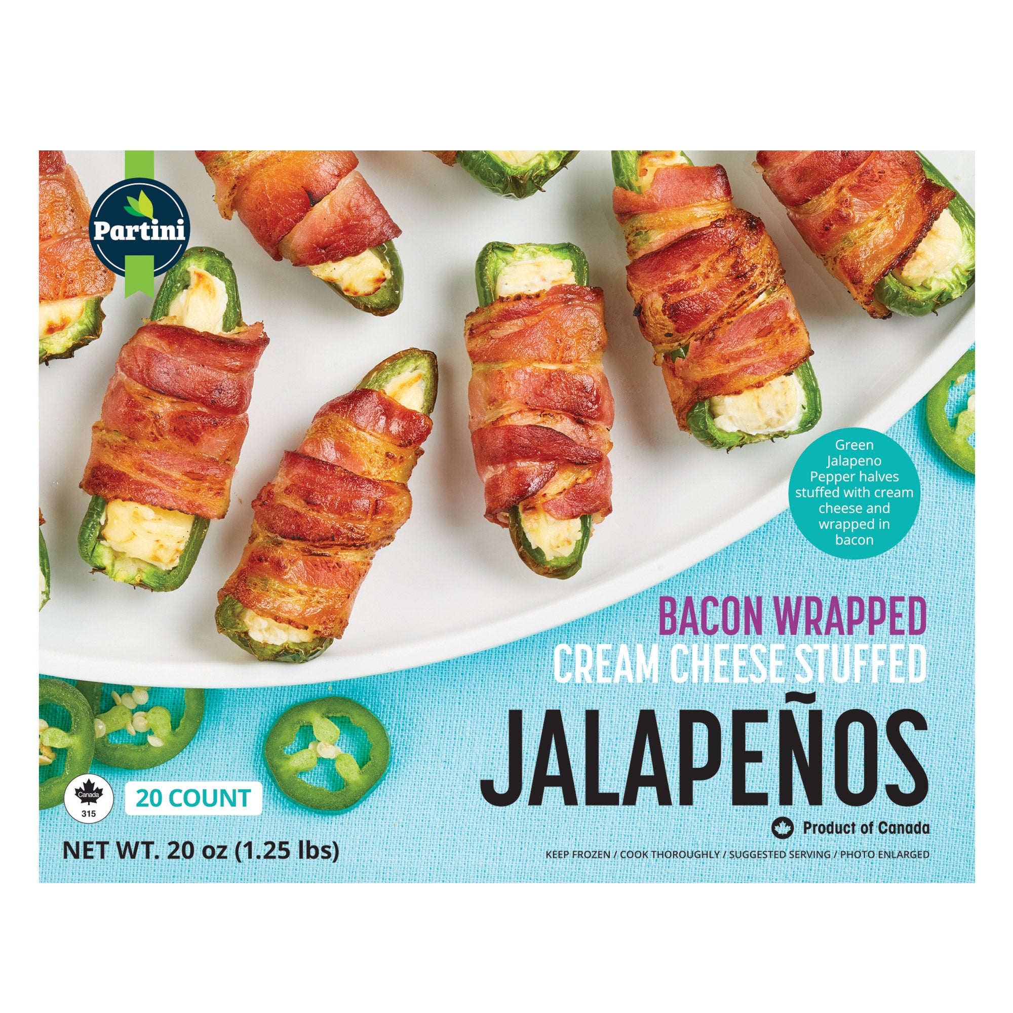PARTINI BACON WRAPPED JALEPENO 20 CT - Image 1