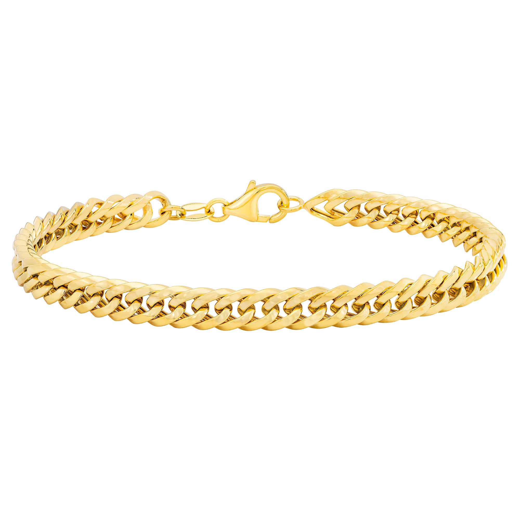 14KT YELLOW GOLD 7.5" DOUBLE CURB BRACELET MADE IN ITALY - Image 1