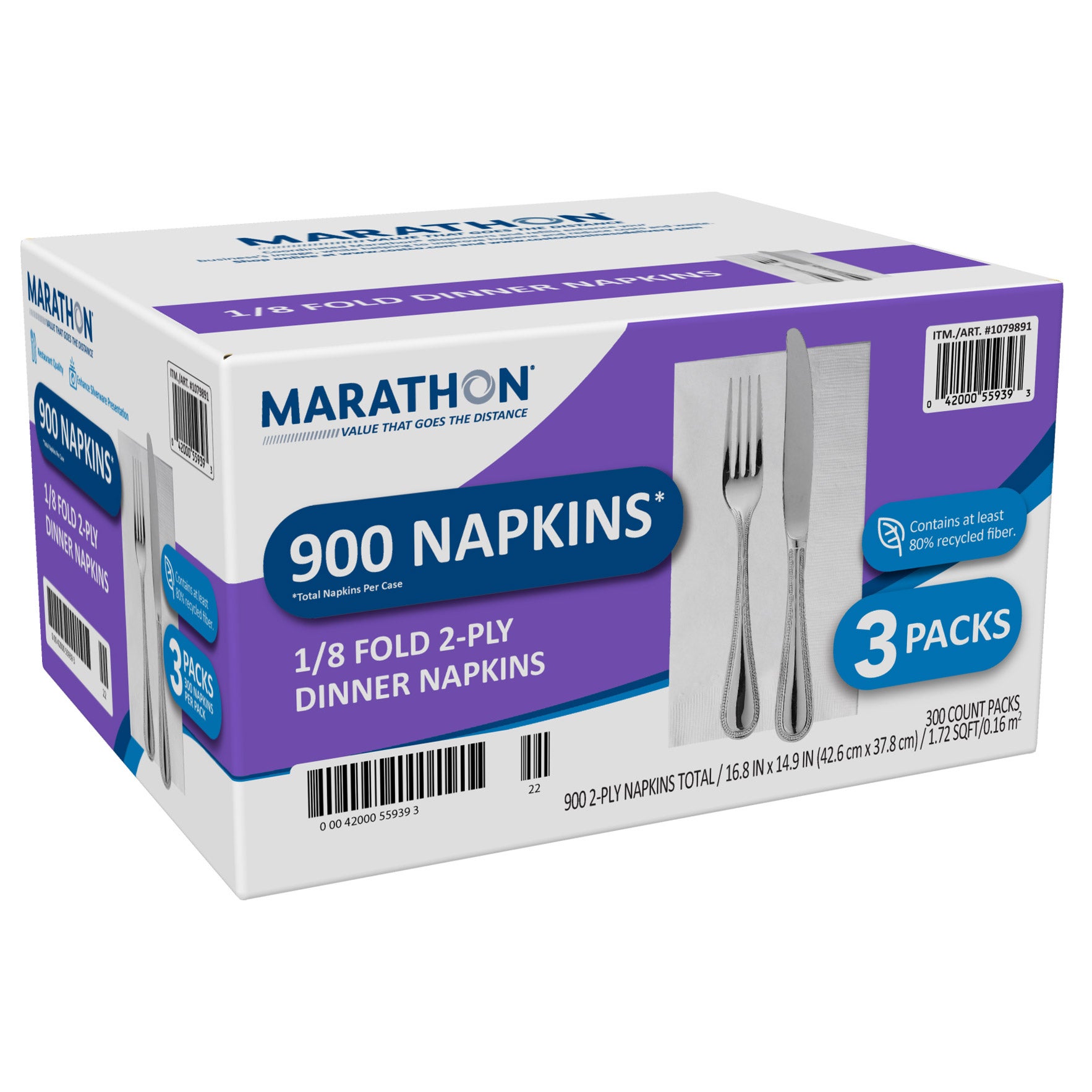 MARATHON 2-PLY DINNER NAPKIN 1/8 FOLD 900 CT - Image 1