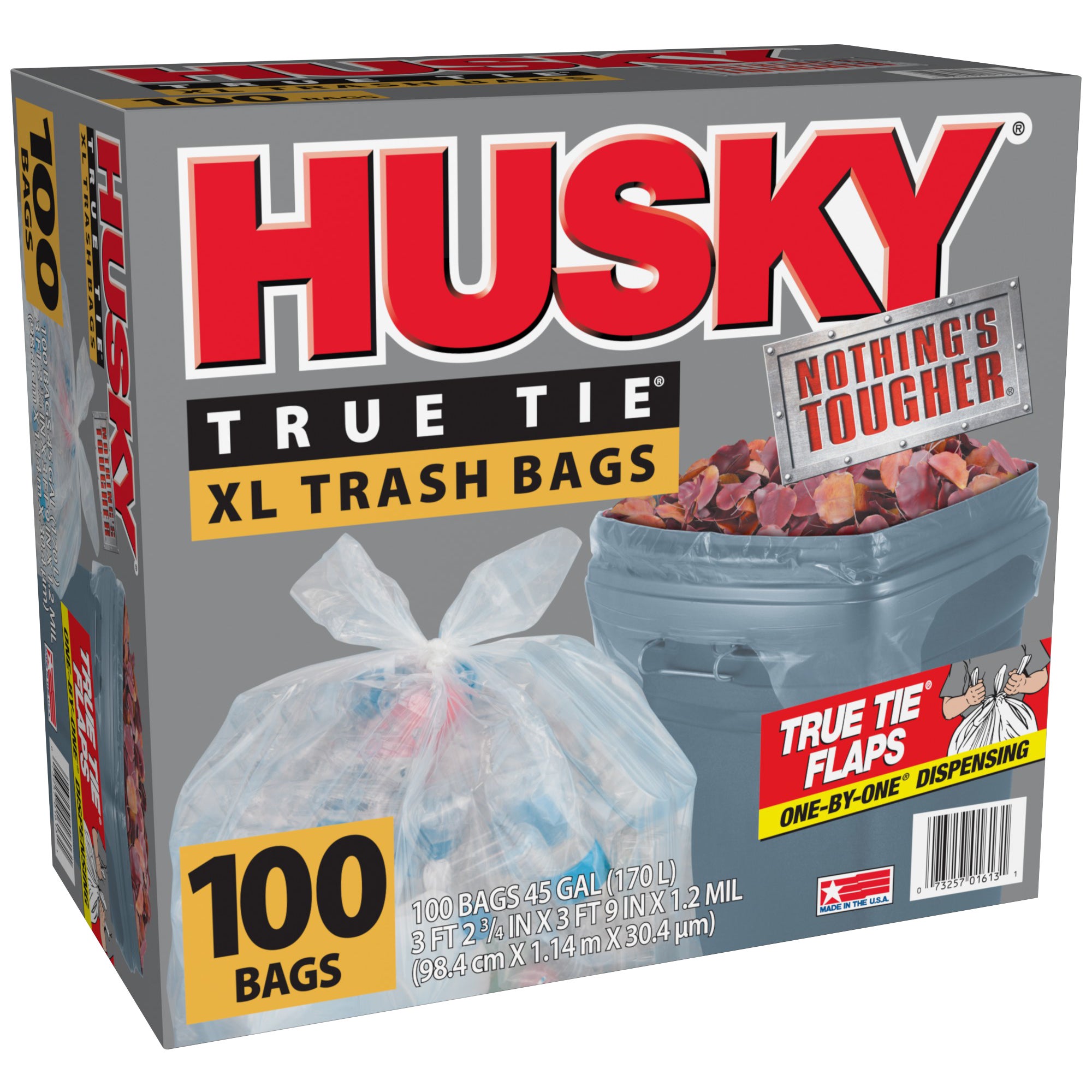 HUSKY CLEAR TRASH BAGS 100/45 GAL