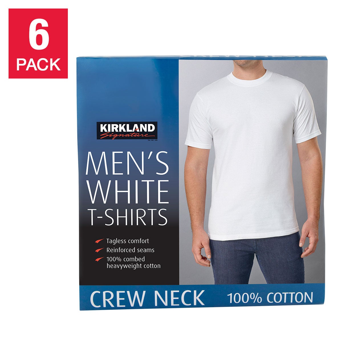 KIRKLAND SIGNATURE + MEN'S CREWNECK TEE 6 PK