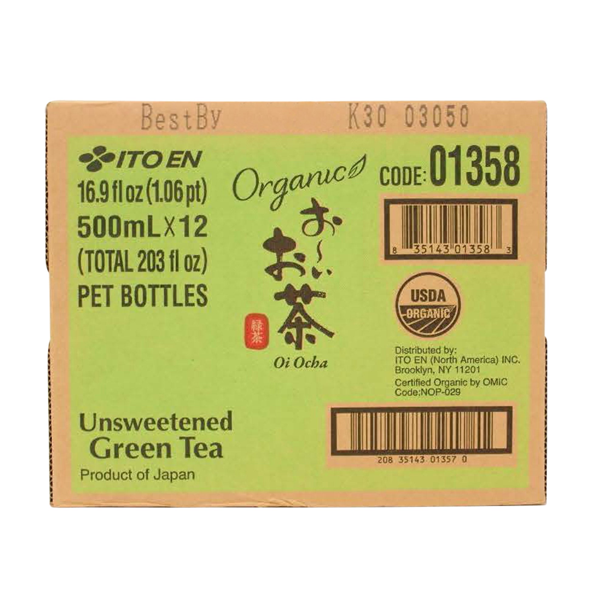 ITOEN JAPAN IMPORTED ORGANIC JAPANESE GREEN TEA 12/16.9 OZ.