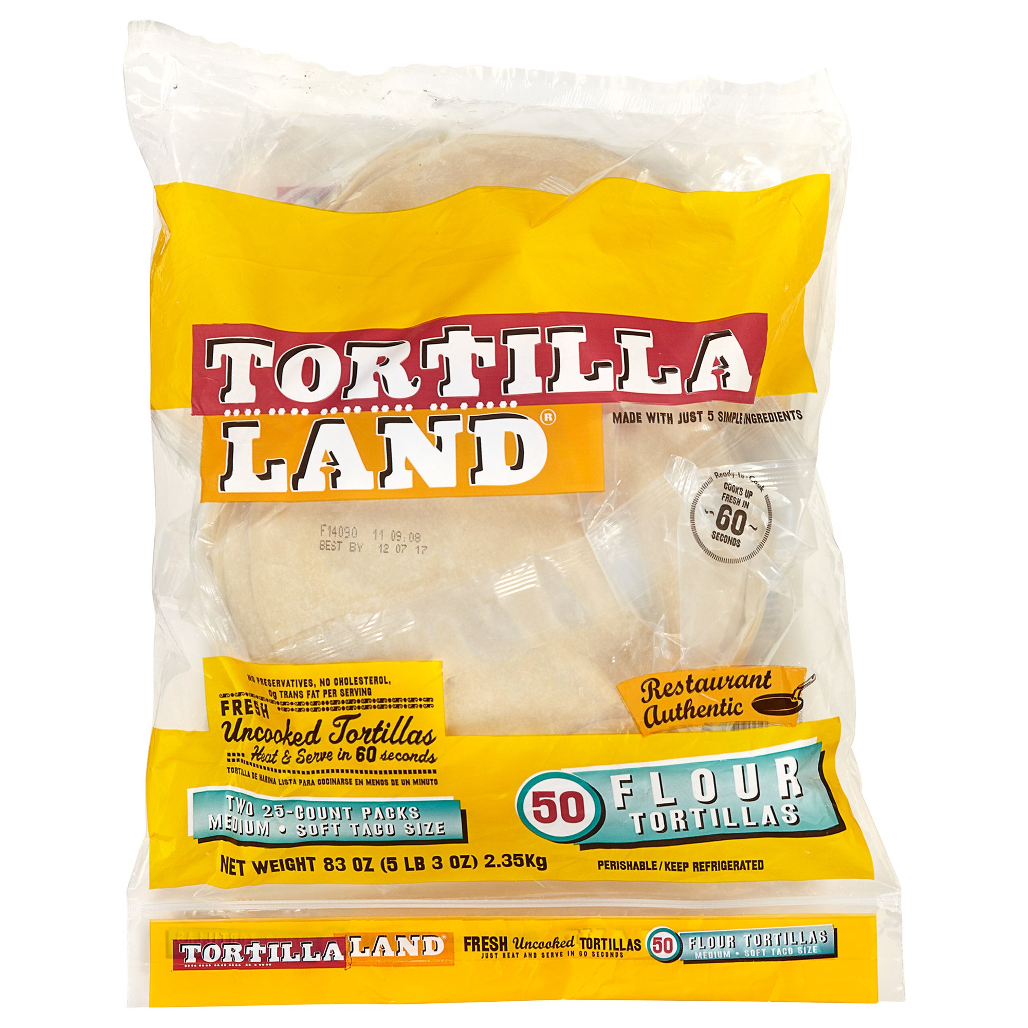 TORTILLALAND UNCOOKED FLOUR TORTILLAS 50 CT