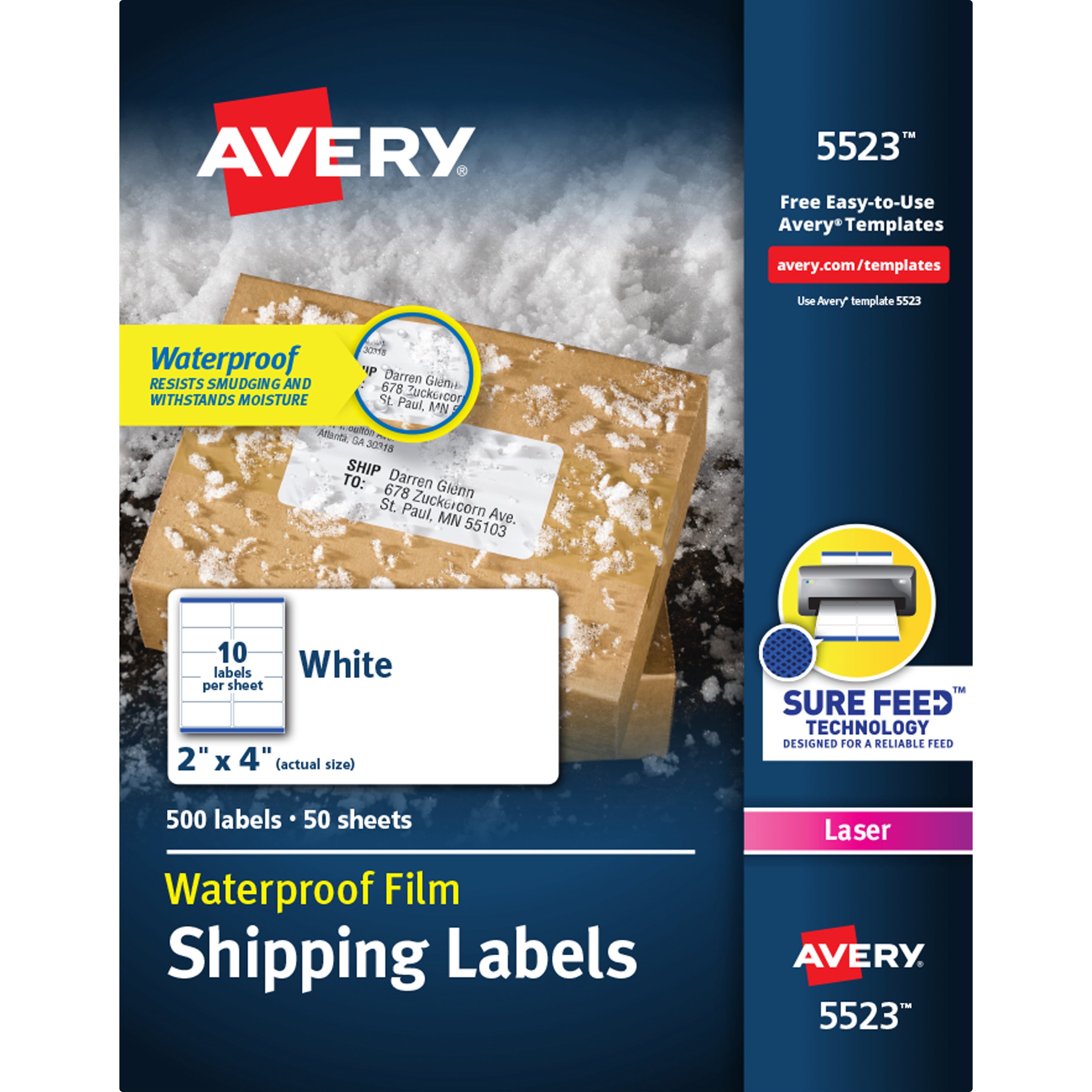 AVERY LABEL,WETHRPROF,500/PK AVE5523 - Image 1
