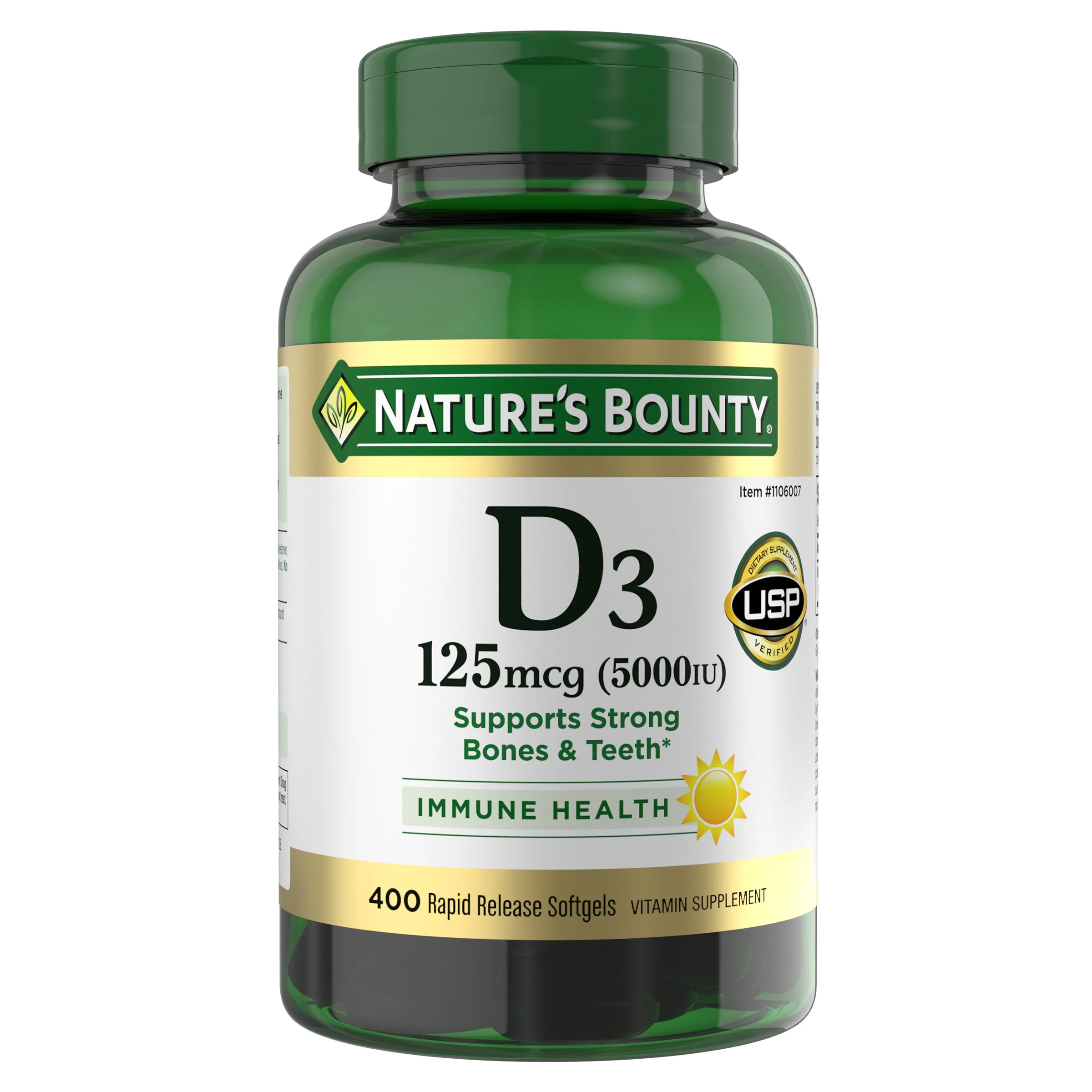 NATURE'S BOUNTY VITAMIN D3 125MCG 400 SOFTGELS - Image 1