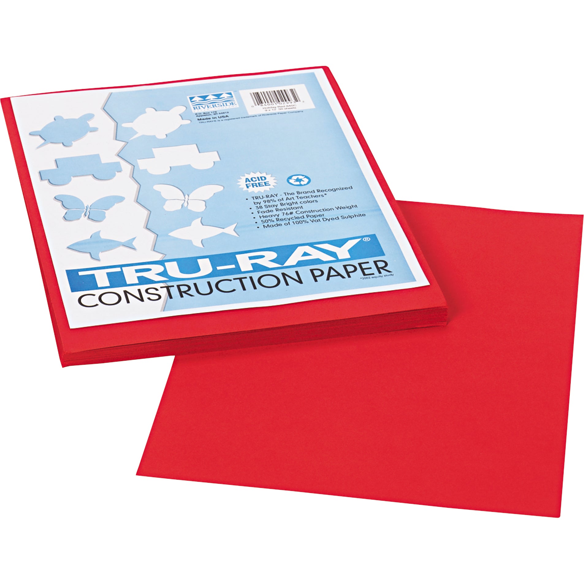 PACON TRU-RAY 9X12 CONSTRUCTION PAPR 50SH PAC102993 HOLIDAY RED