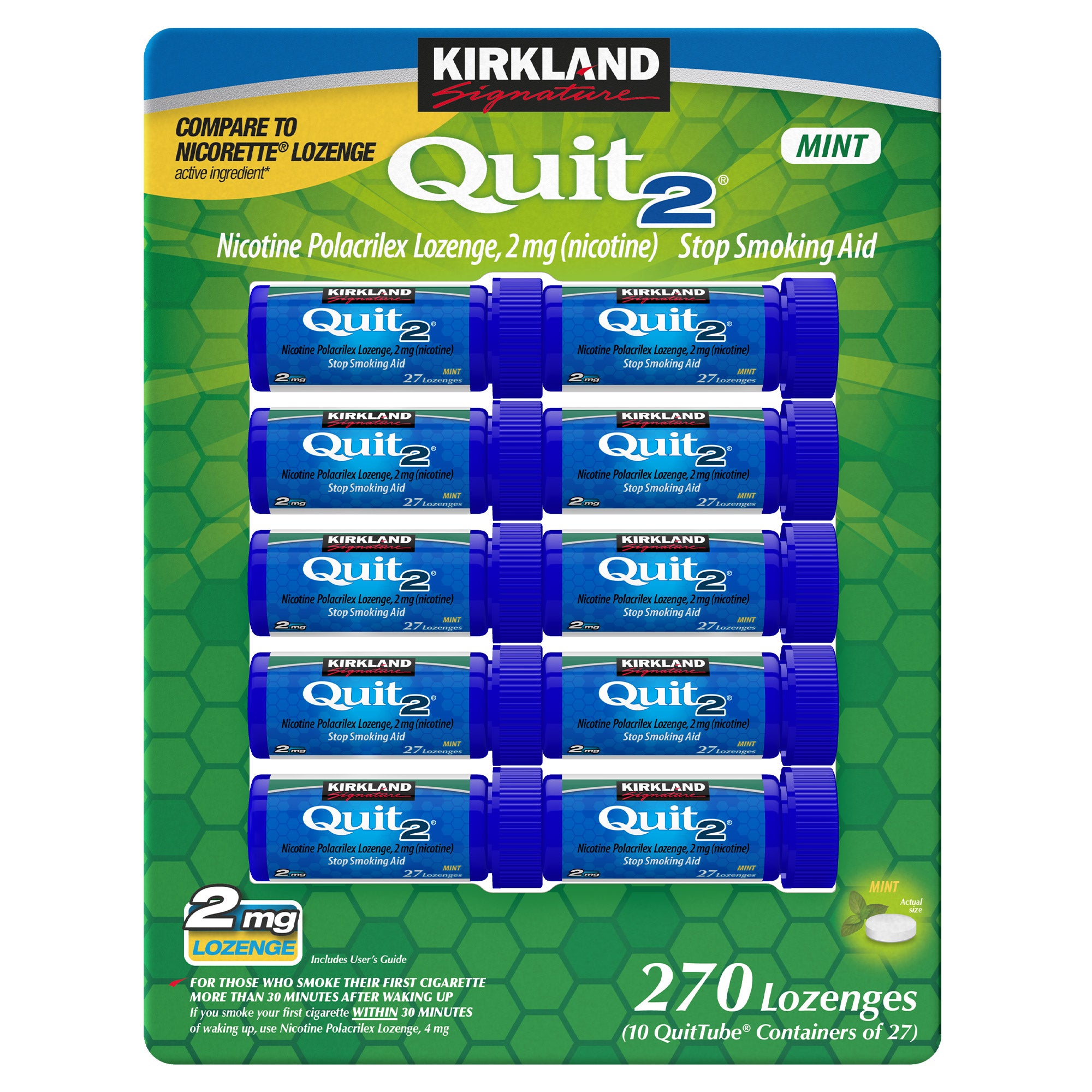 KIRKLAND SIGNATURE QUIT2 2MG LOZENGE MINT 270 COUNT - Image 1