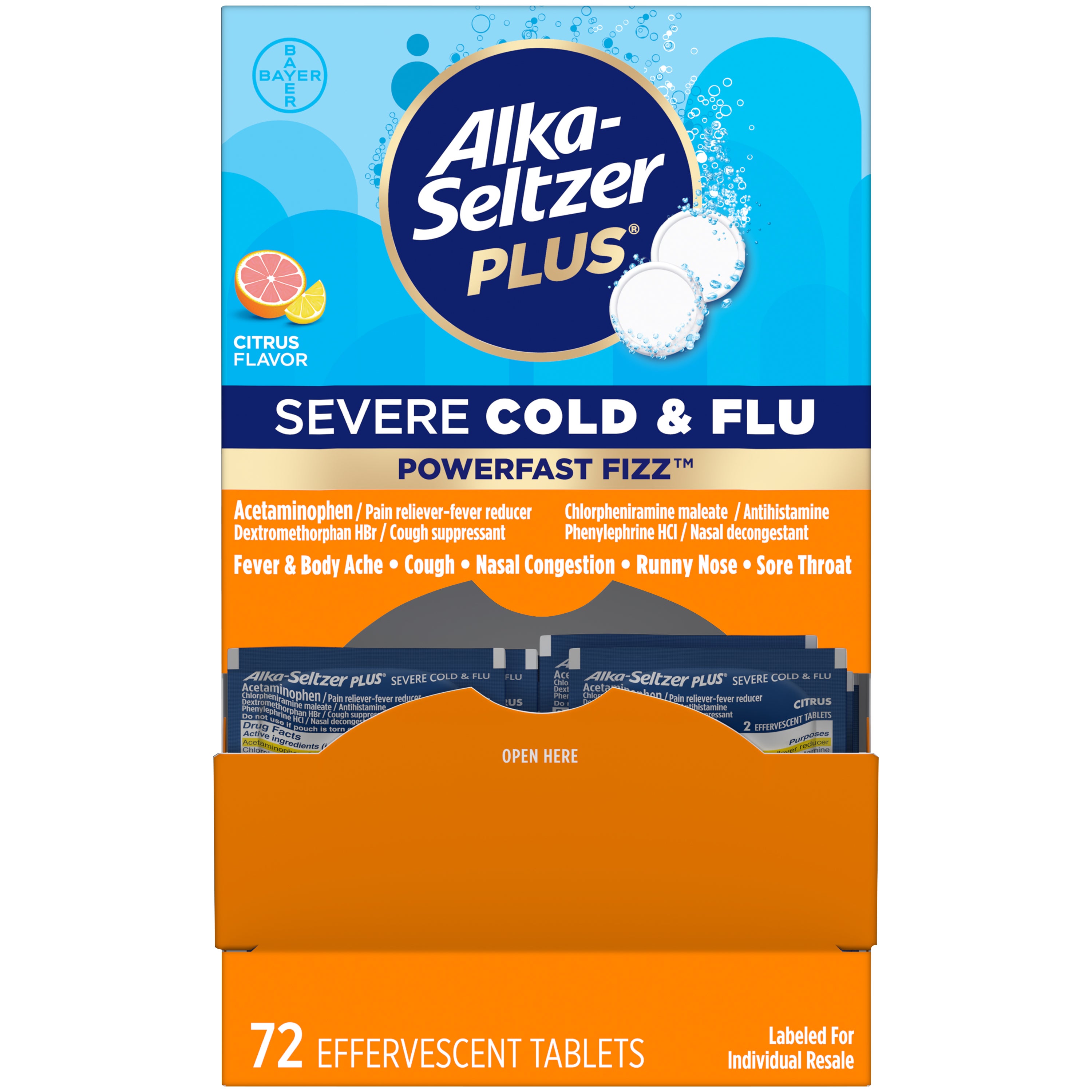 ALKA-SELTZER PLUS SEVERE COLD & FLU CITRUS 72CT - Image 1