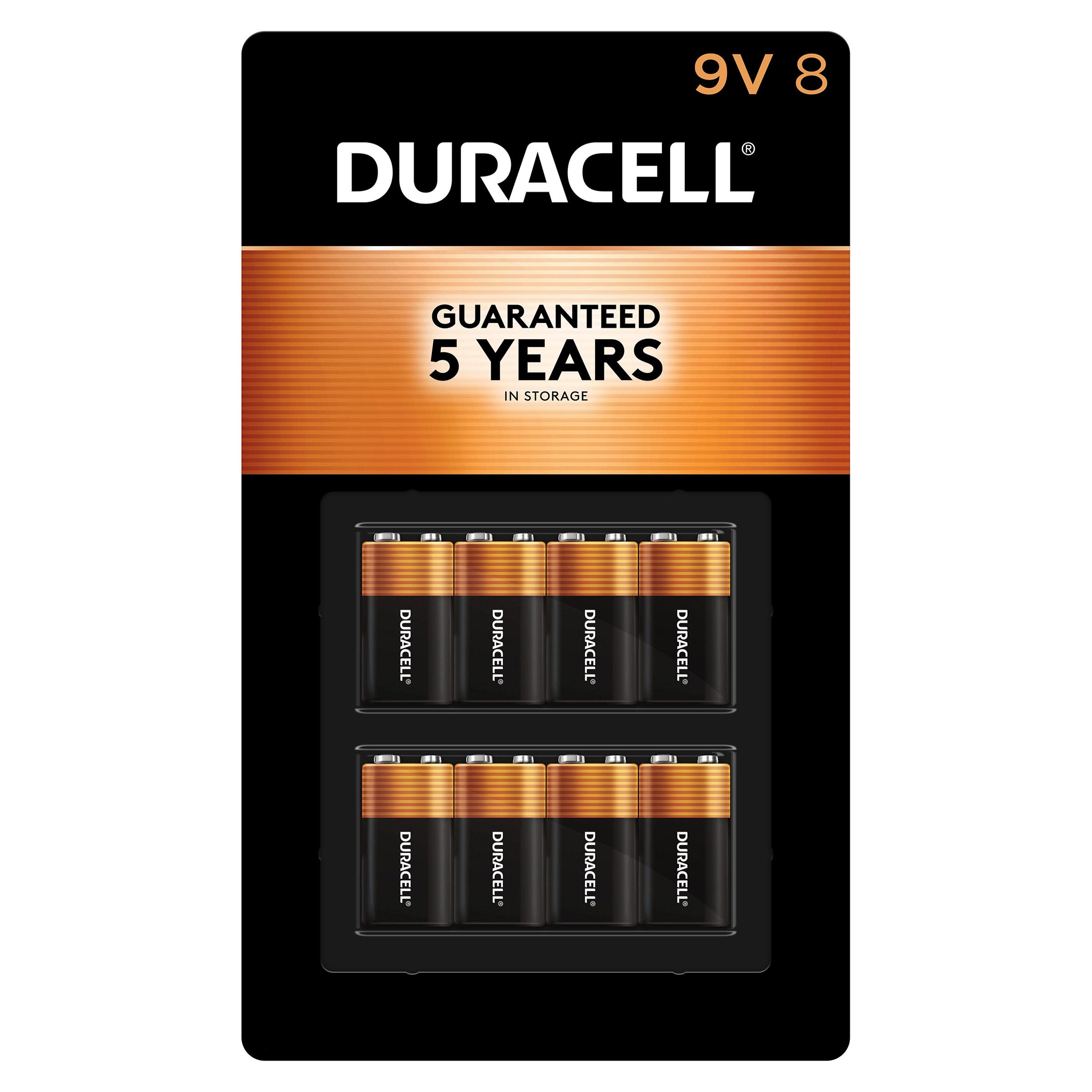 DURACELL ALKALINE BATTERIES 9 VOLT 8 PACK CARDED - Image 1