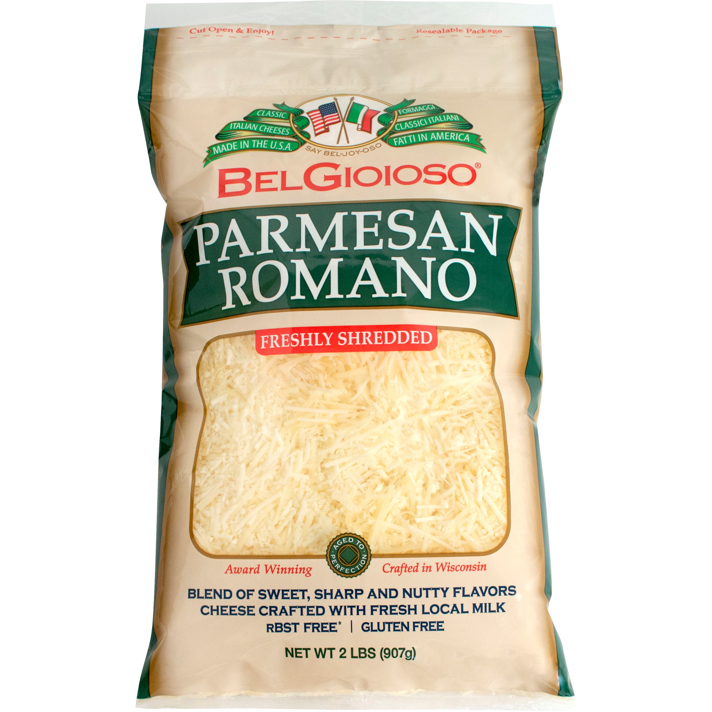 BELGIOIOSO PARMESAN-ROMANO SHREDDED 2 LBS