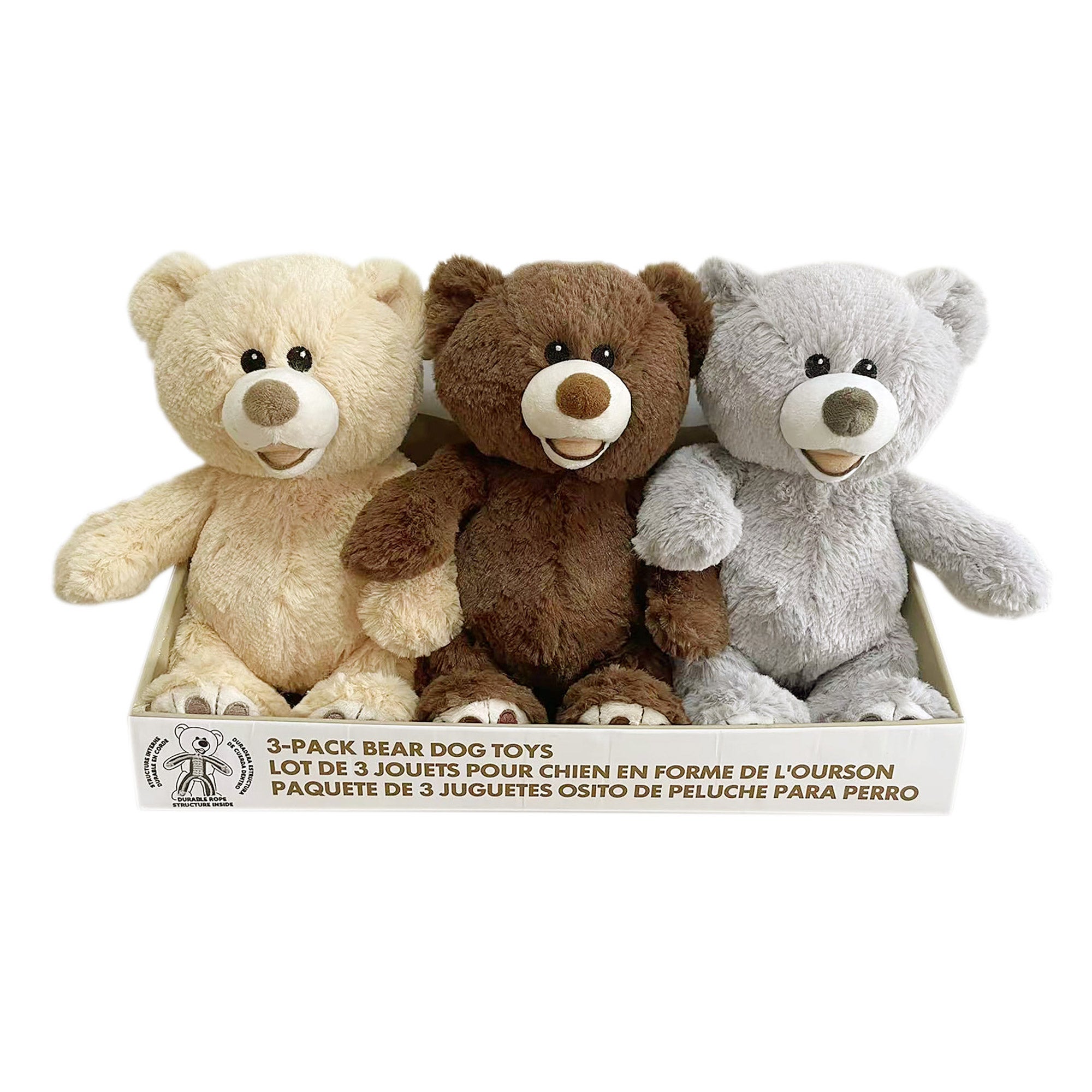 HUGFUN CLASSIC TEDDY PET TOY 3 PACK