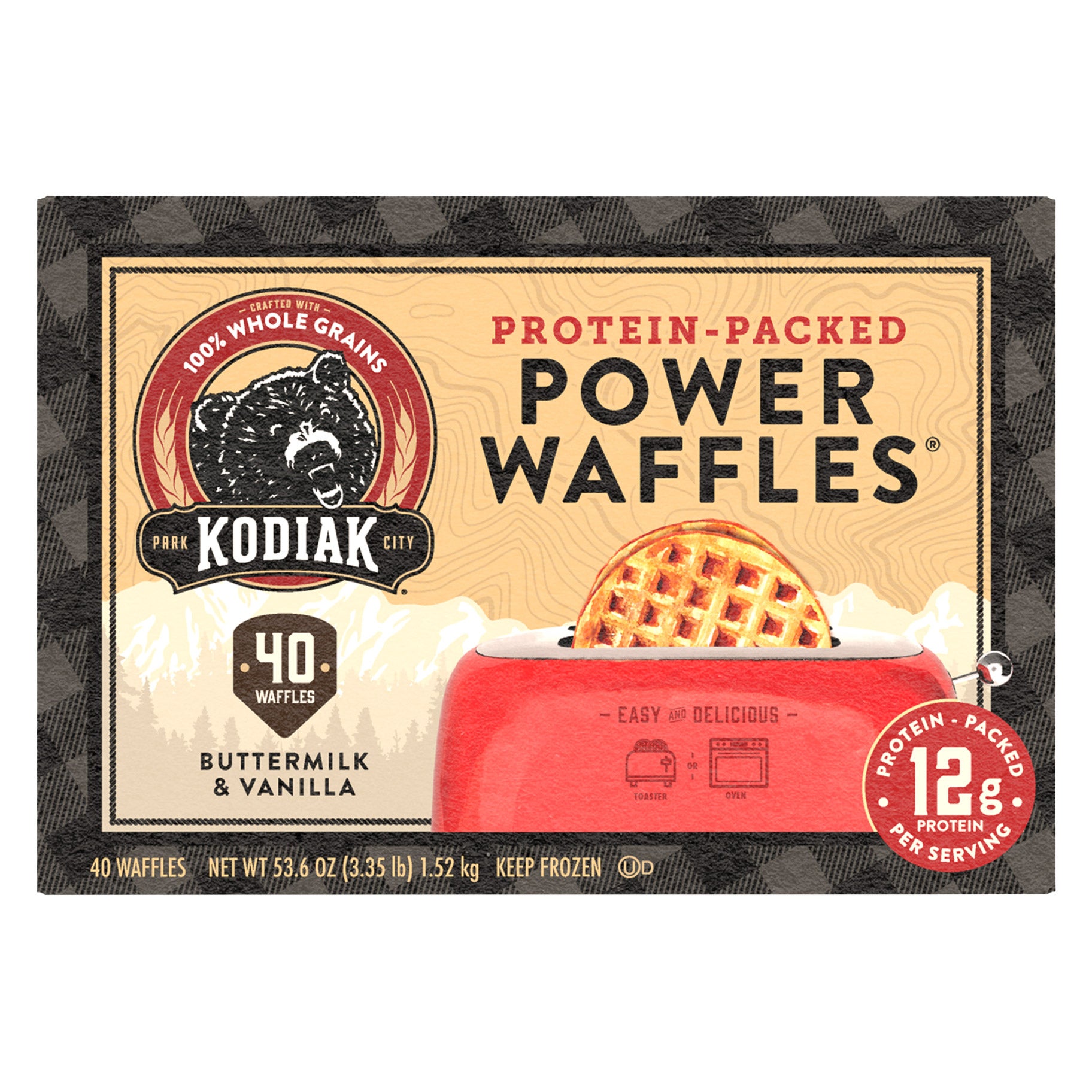 KODIAK POWER WAFFLES 40 COUNT BOX - Image 1