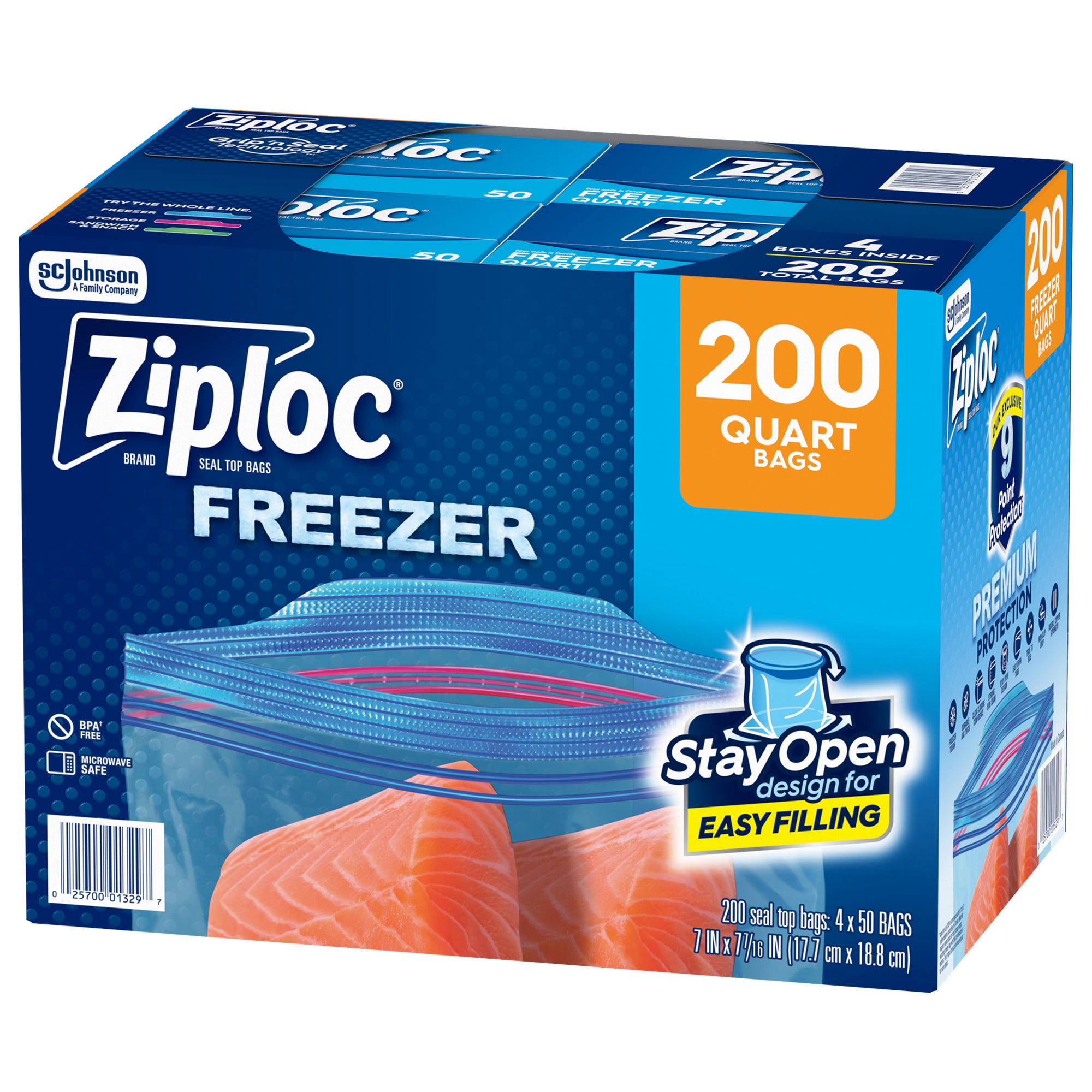 ZIPLOC QUART FREEZER BAGS 4/50CT - Image 1