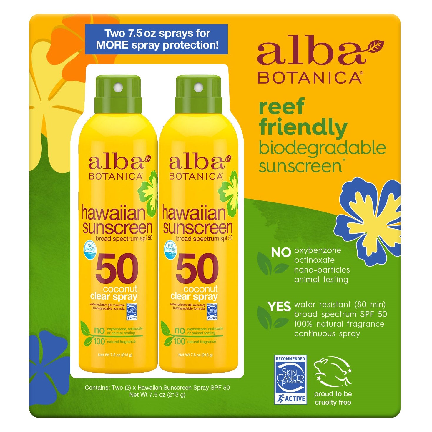 ALBA BOTANICA HAWAIIAN SUNSCREEN SPF 50 2/7.5 OZ