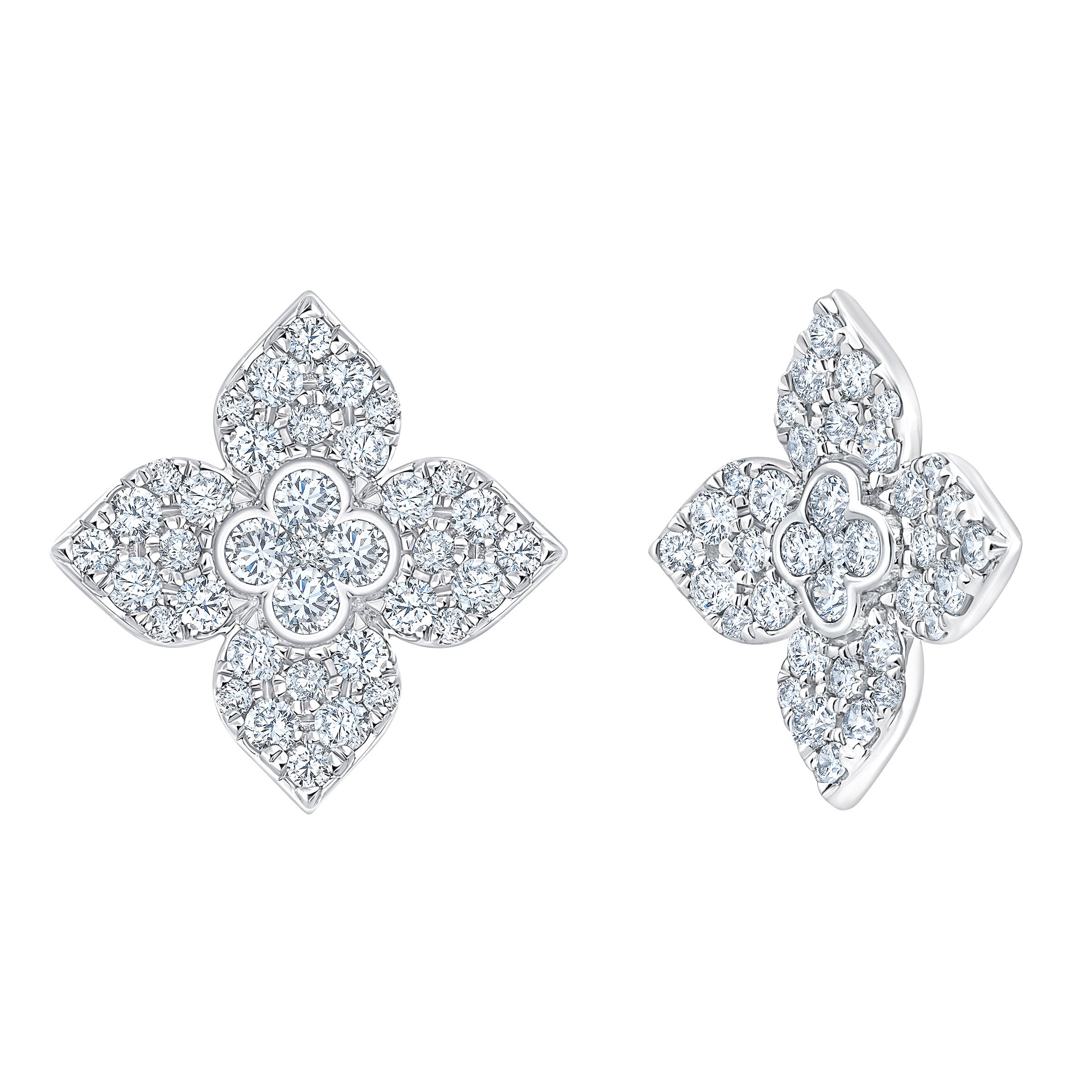 14KT WHITE GOLD VS2 I 0.60CTW DIAMOND FLOWER SHAPE EARRINGS - Image 1