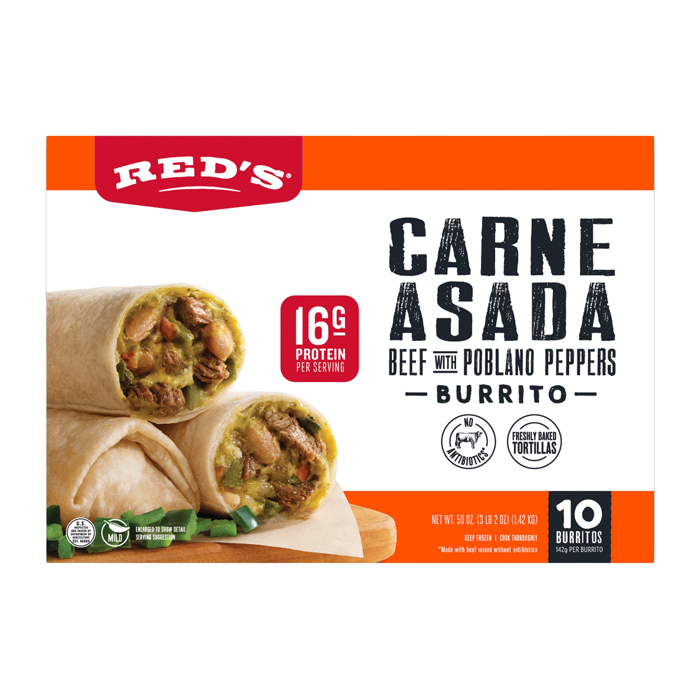 RED'S CARNE ASADA BEEF BURRITO 10/5 OZ - Image 1