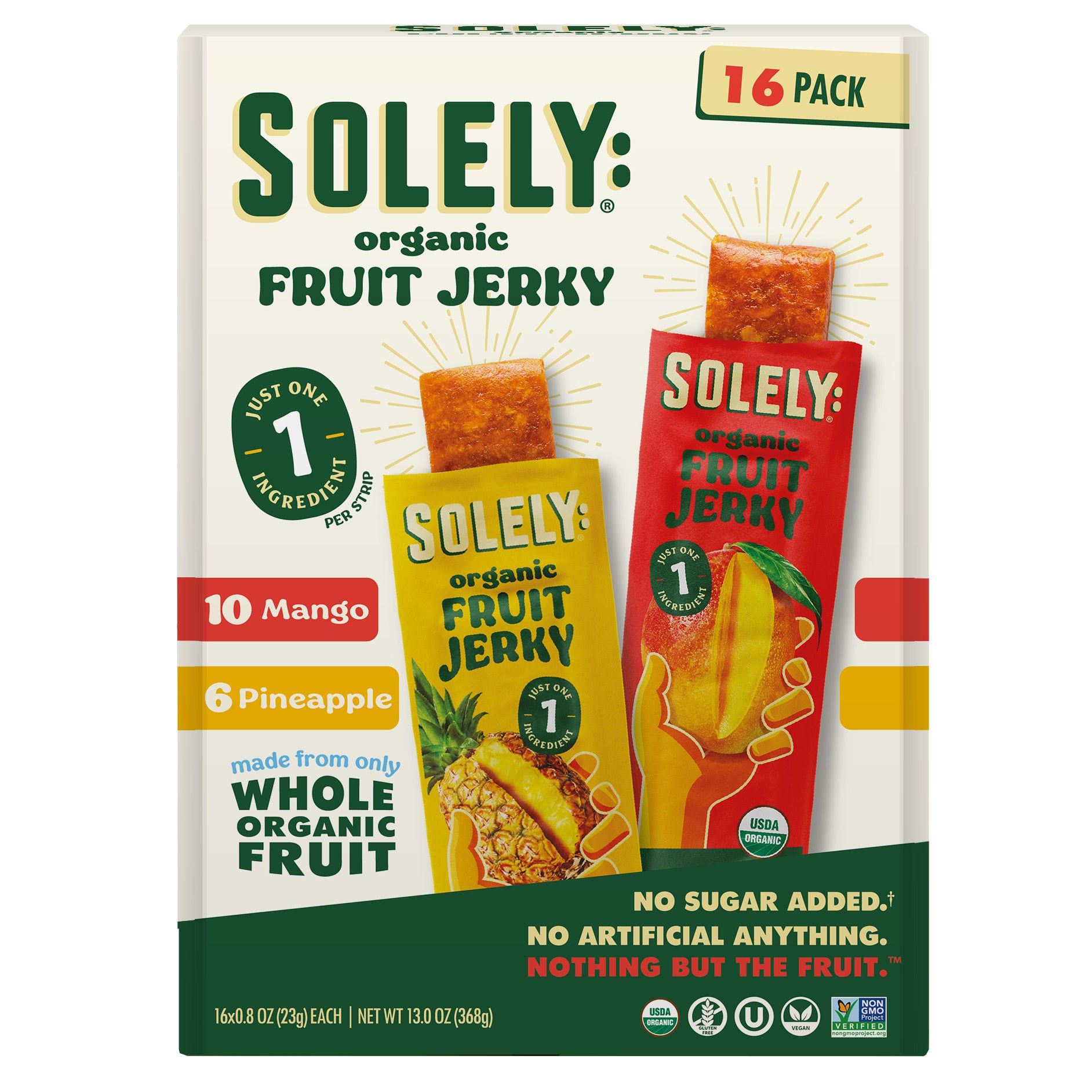 SOLELY ORGANIC FRUIT JERKY VARIETY 16 COUNT 0.8 OUNCES EA