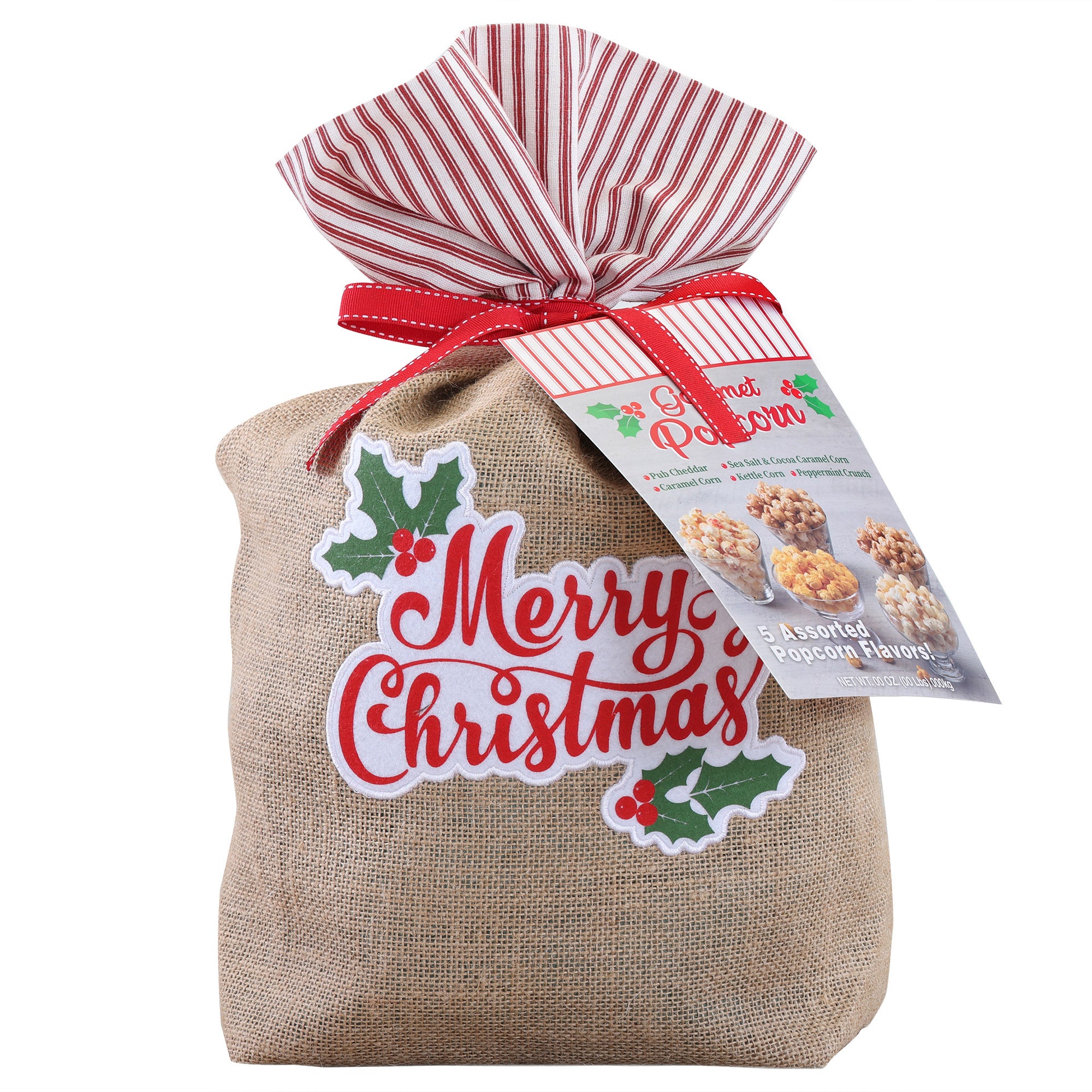 GOURMET POPCORN HOLIDAY BURLAP SACK 45 OZ - Image 1